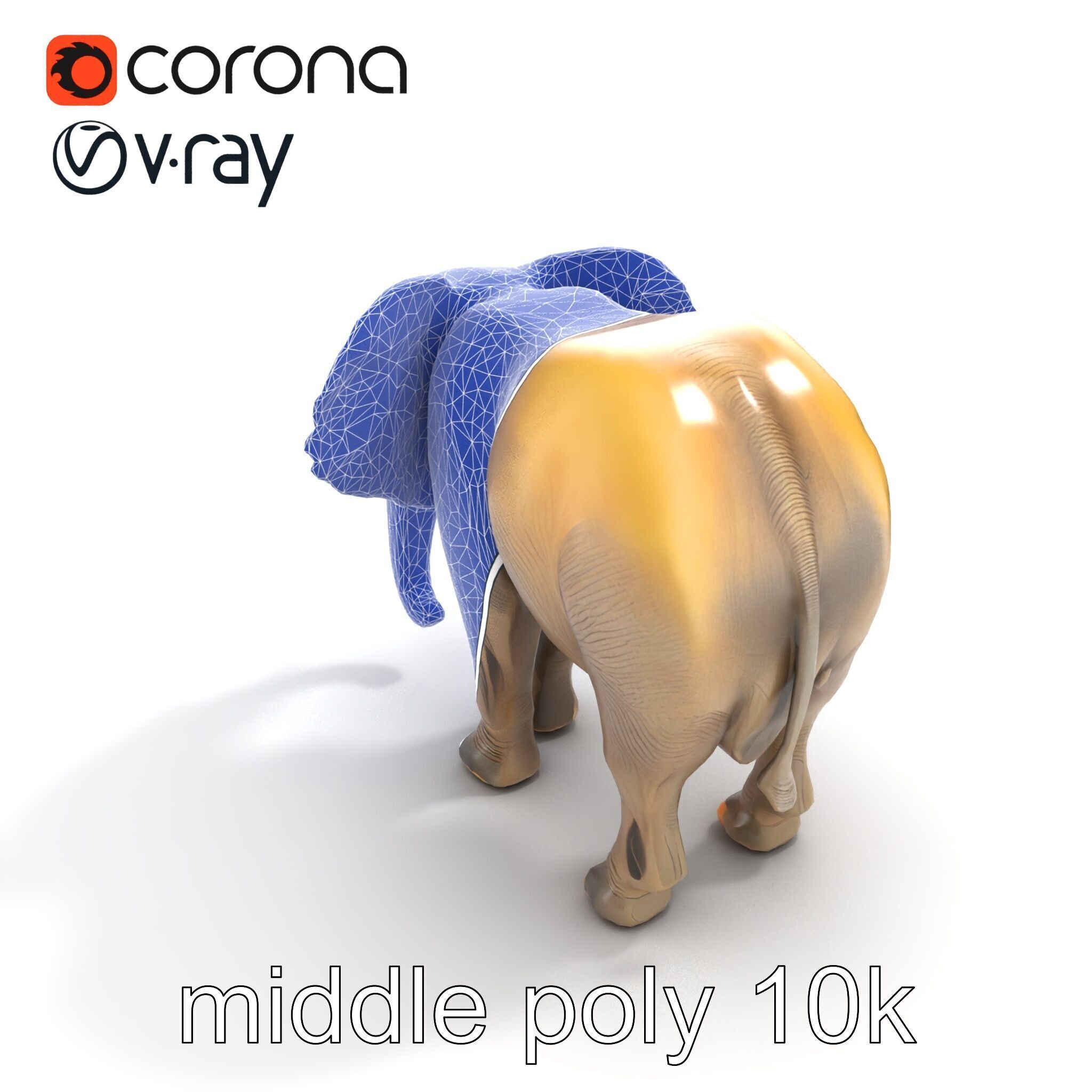 African Forest Elephant Realistic Sculpture model pack Low-poly 3D model_13