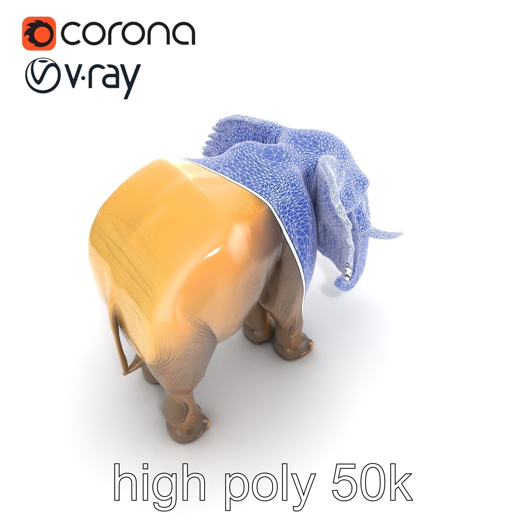 African Forest Elephant Realistic Sculpture model pack Low-poly 3D model_17