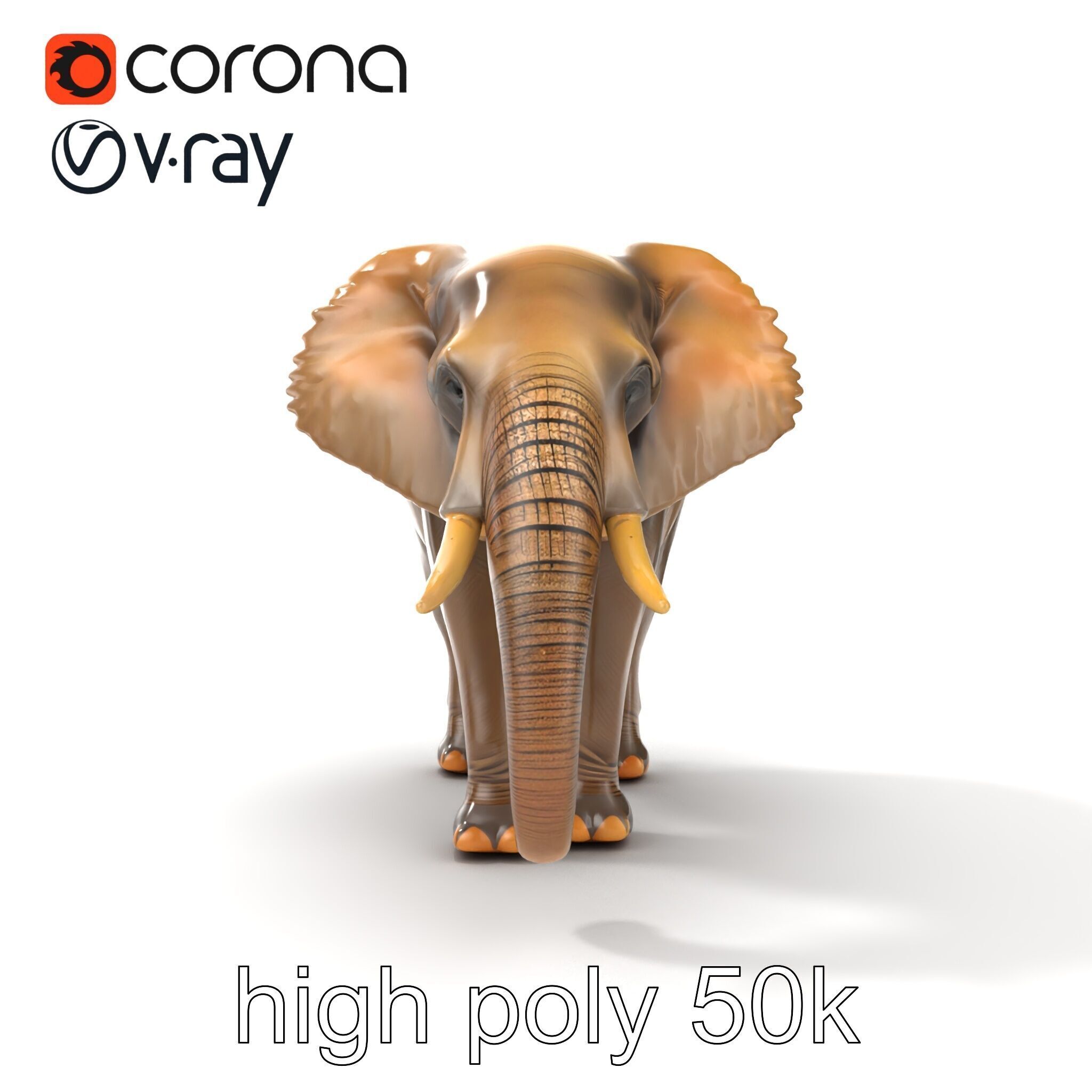African Forest Elephant Realistic Sculpture model pack Low-poly 3D model_16
