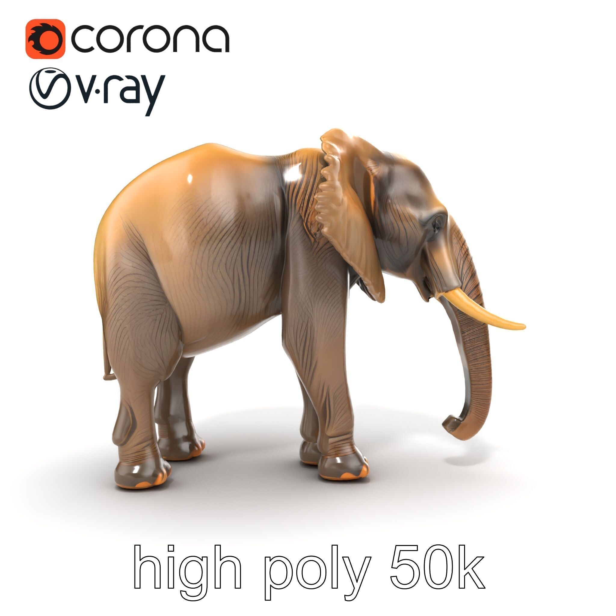 African Forest Elephant Realistic Sculpture model pack Low-poly 3D model_19