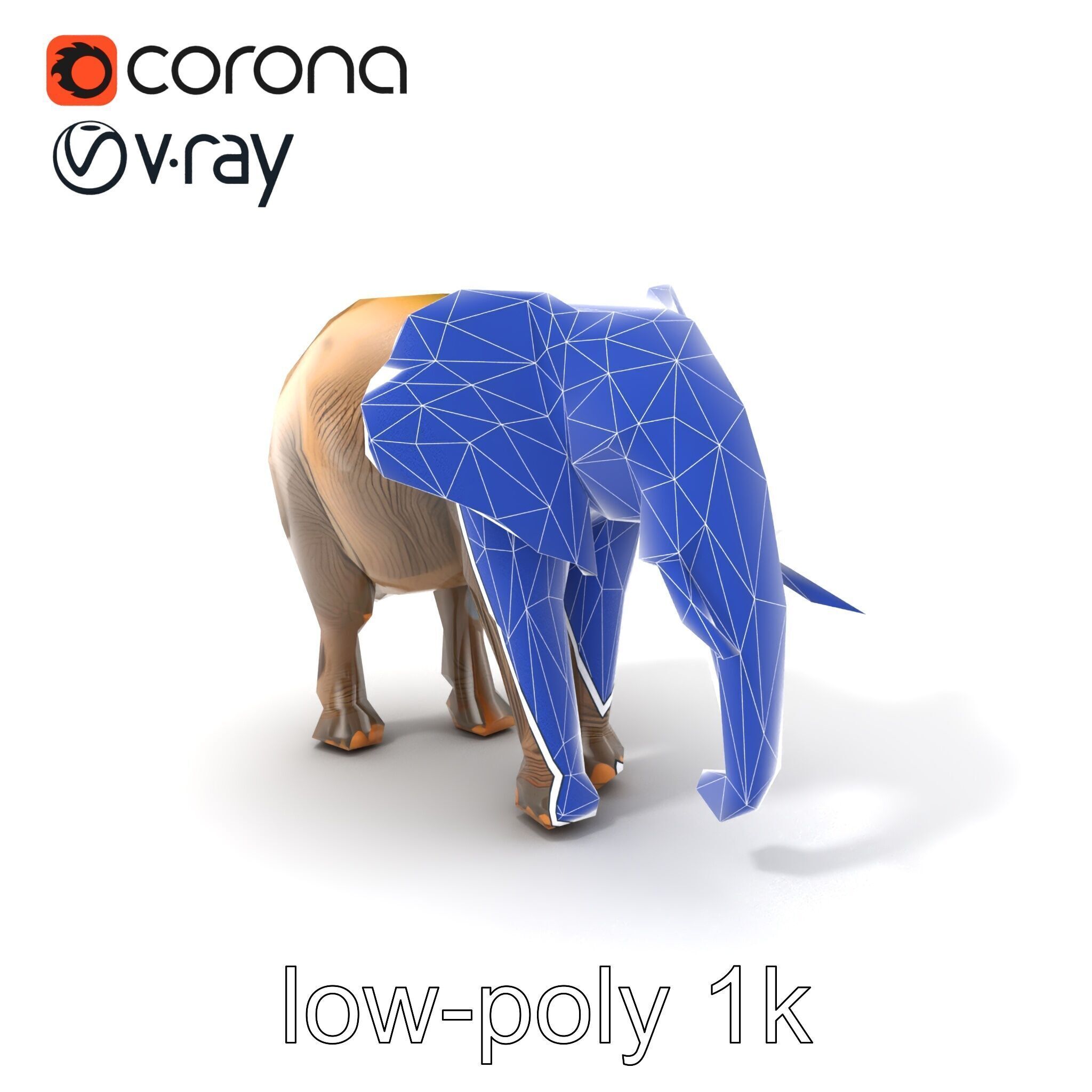 African Forest Elephant Realistic Sculpture model pack Low-poly 3D model_7