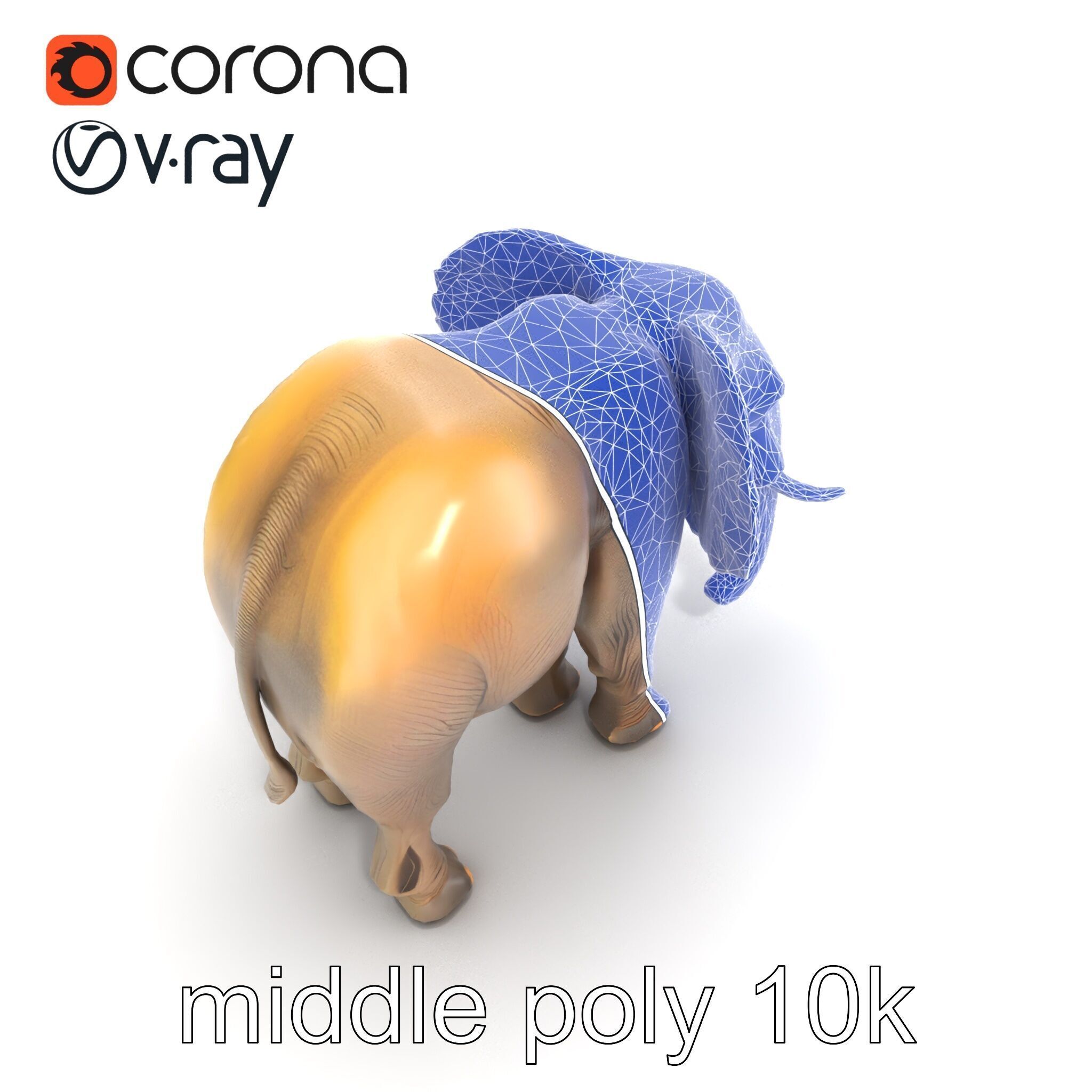 African Forest Elephant Realistic Sculpture model pack Low-poly 3D model_20