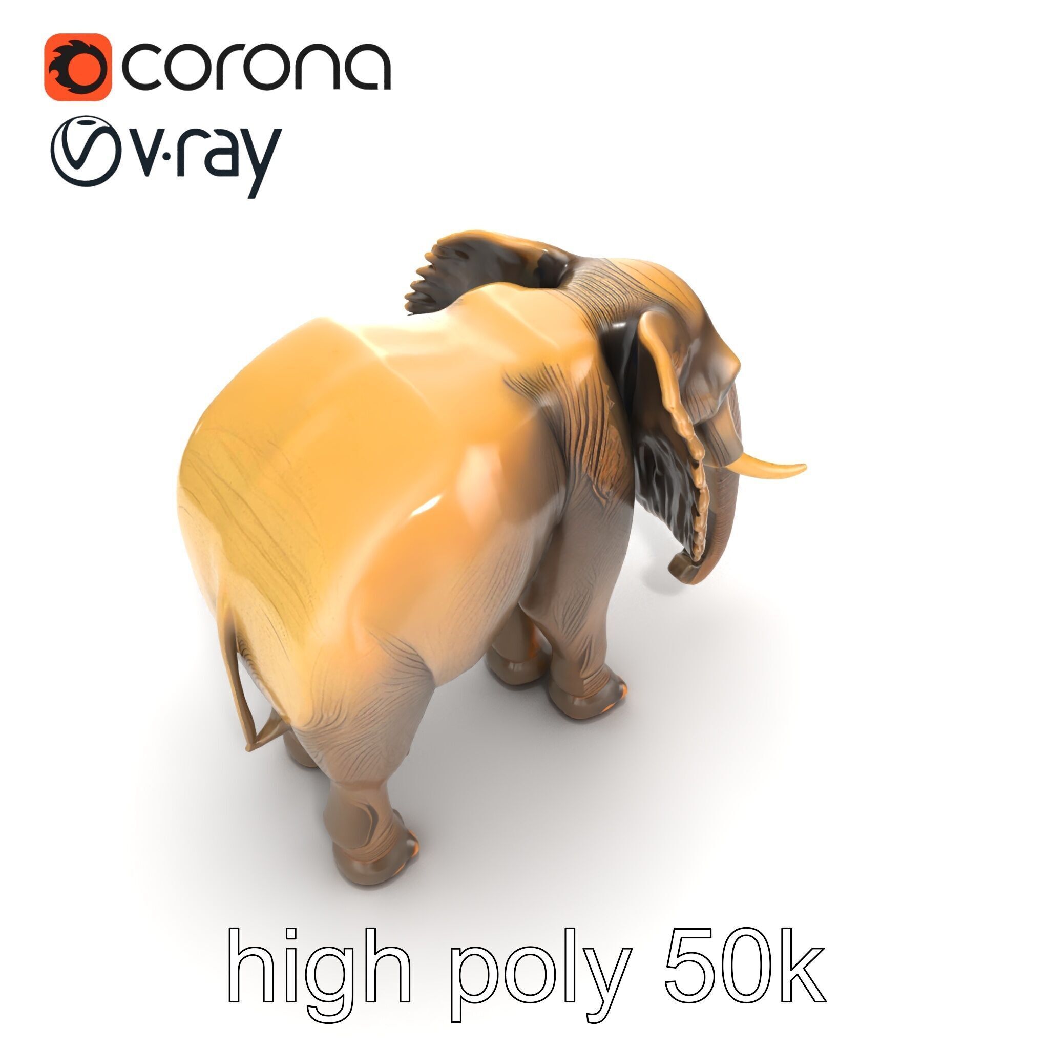 African Forest Elephant Realistic Sculpture model pack Low-poly 3D model_25