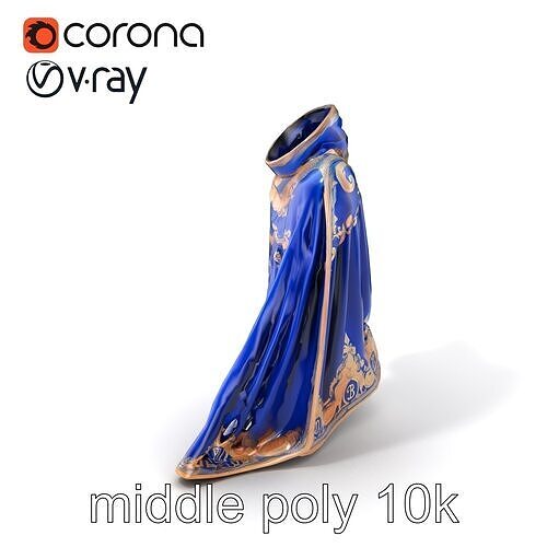 Elegant Wizards Cloak with Golden Embroidery model pack Low-poly 3D model