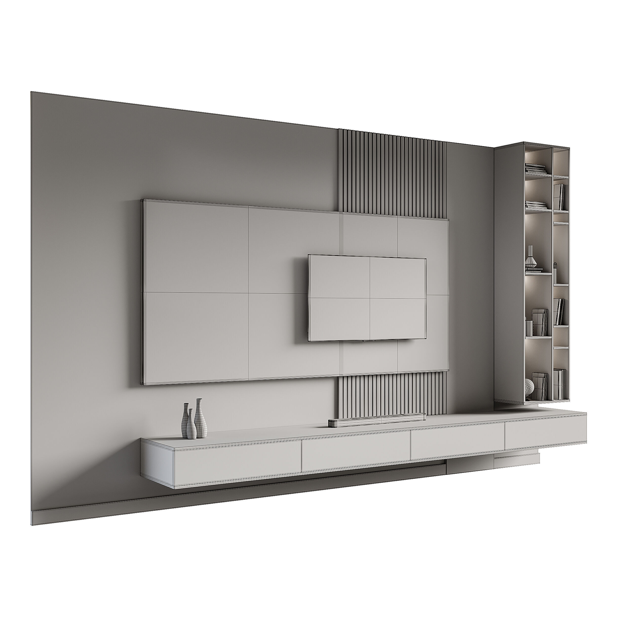 Modern TV Wall 014 3D model_13