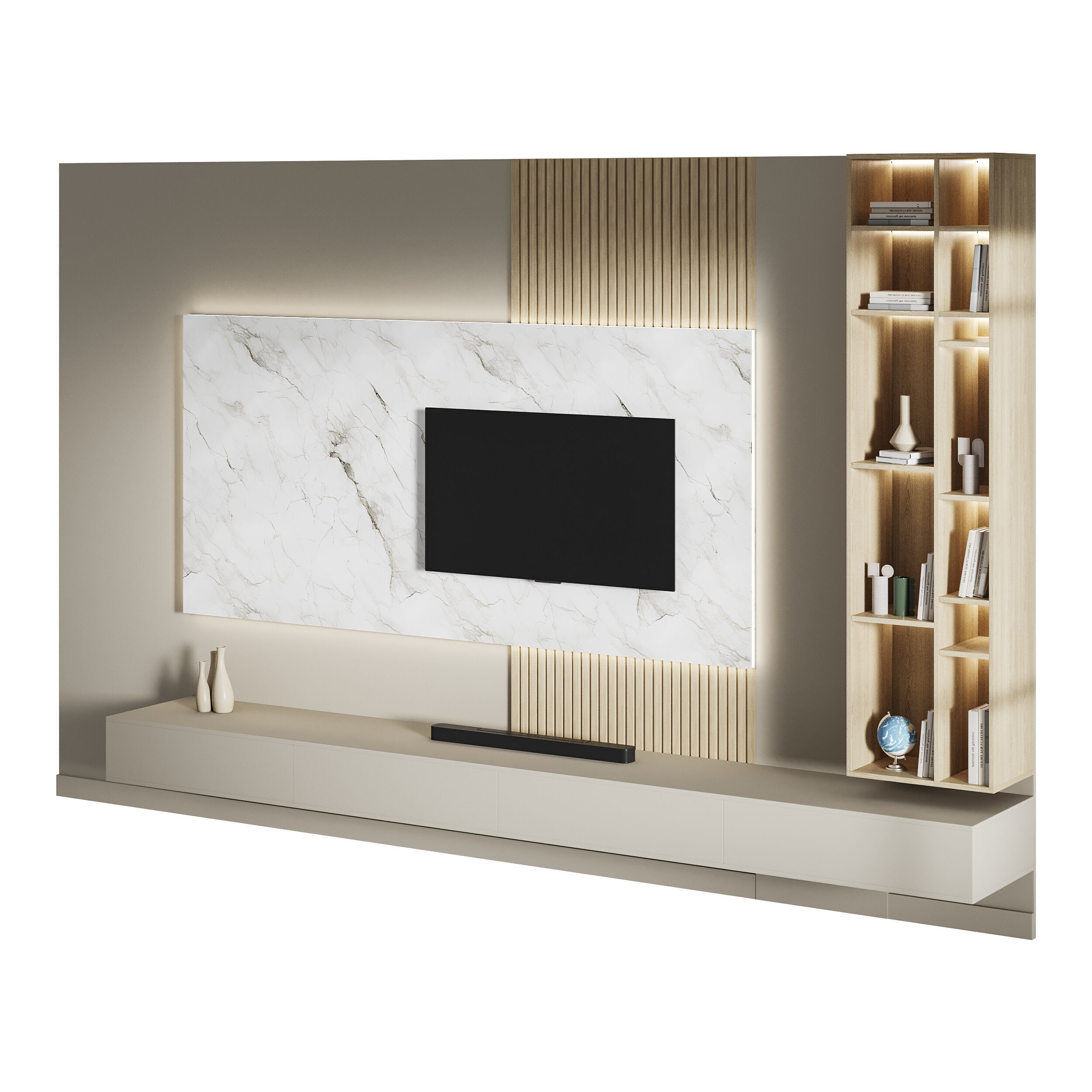 Modern TV Wall 014 3D model_3