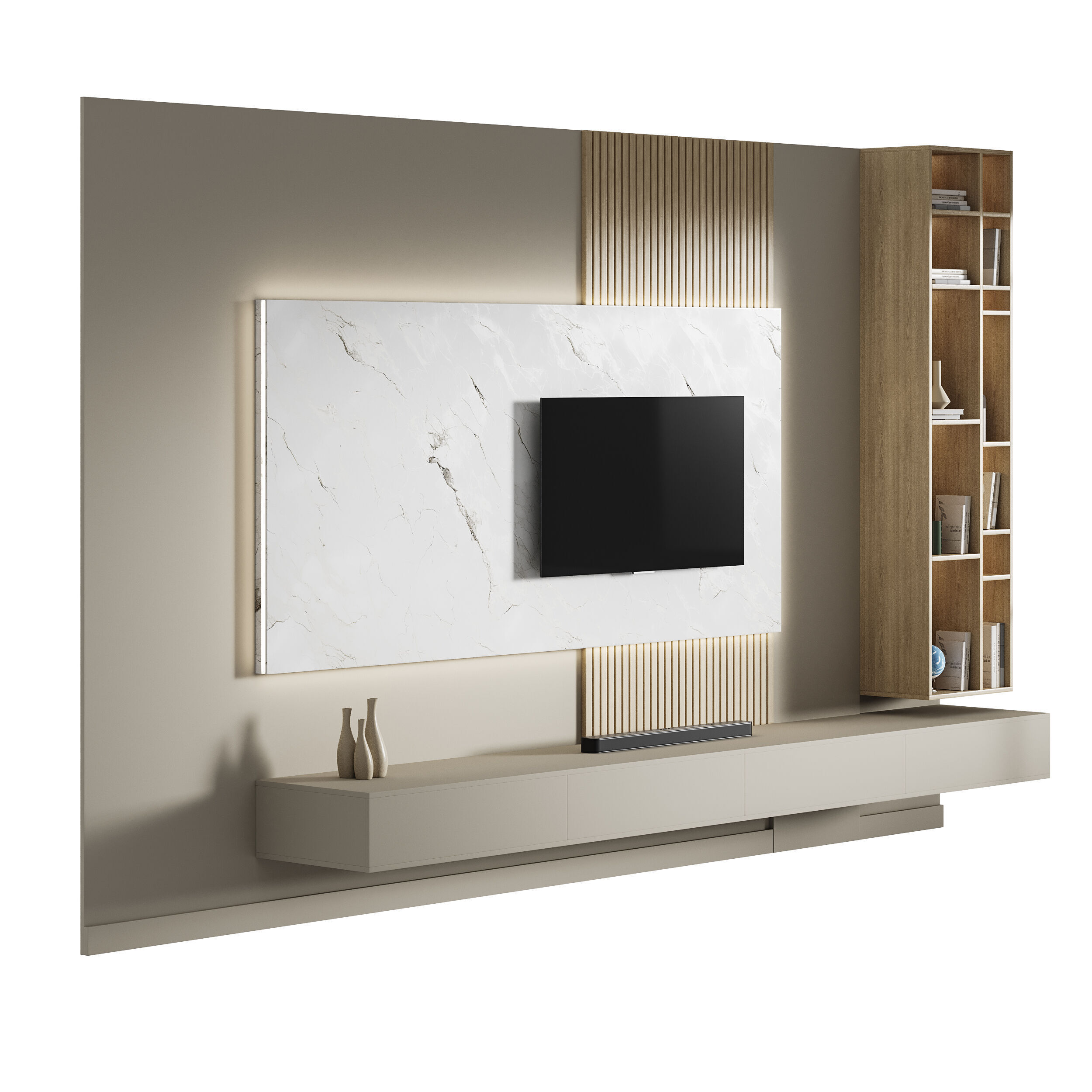 Modern TV Wall 014 3D model_2