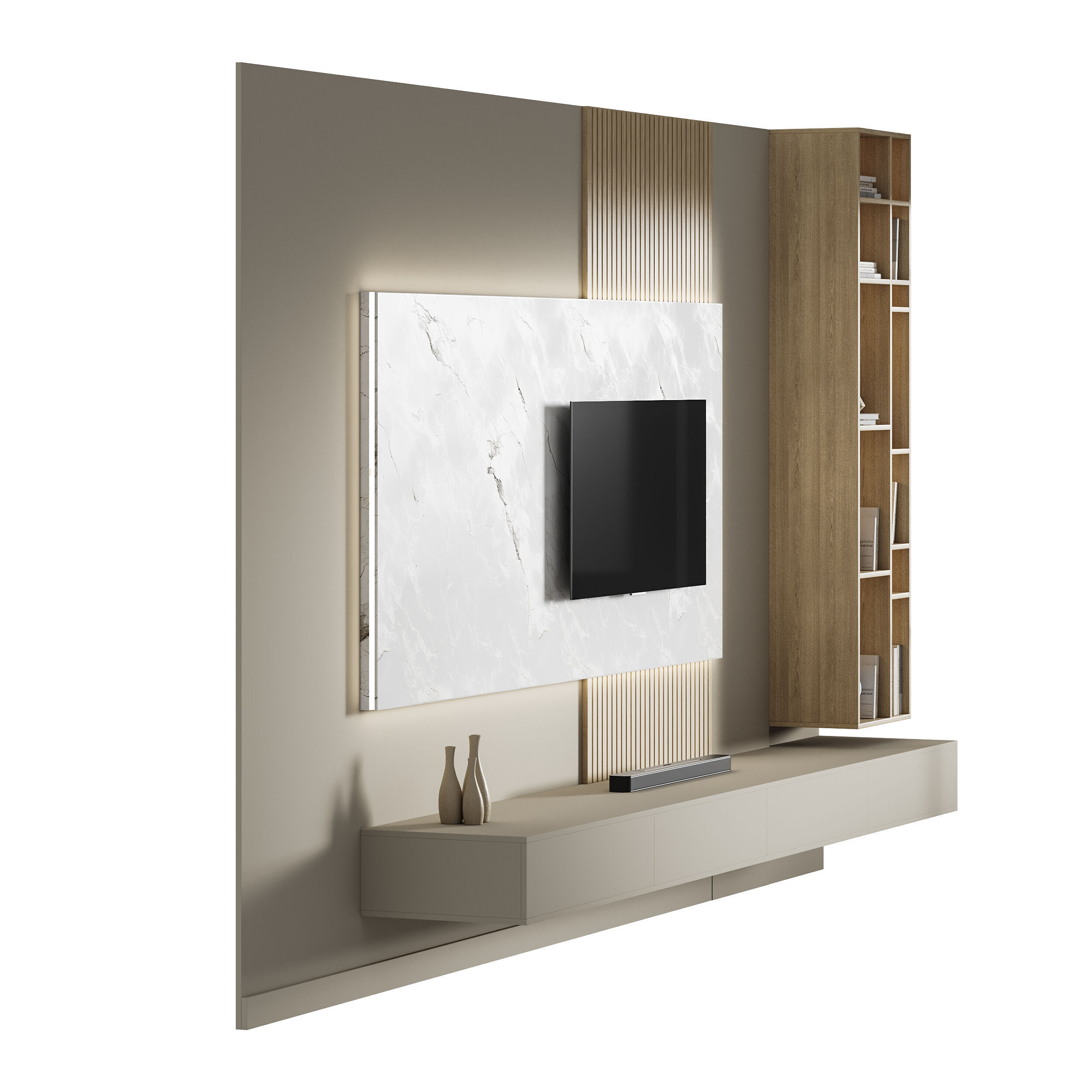 Modern TV Wall 014 3D model_1