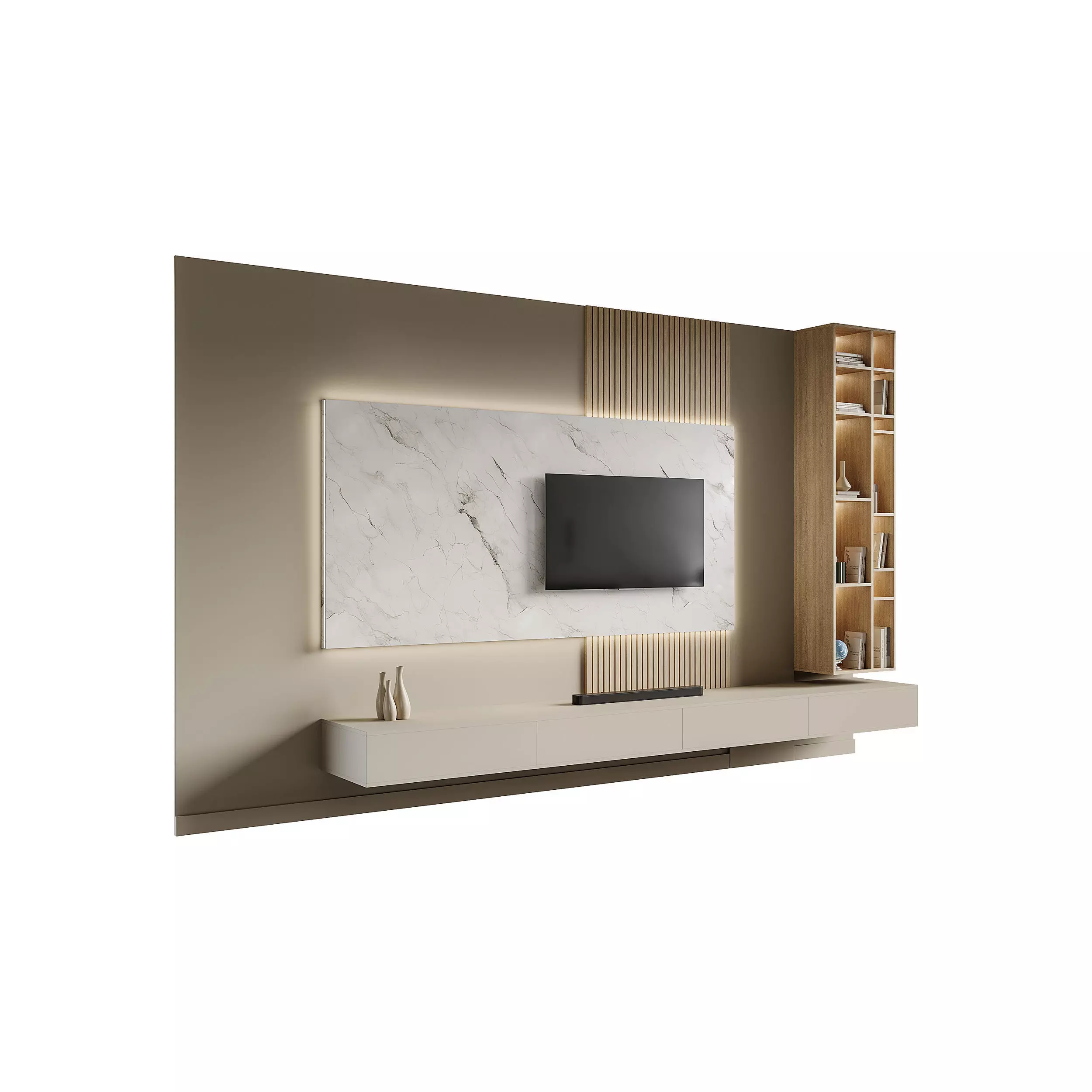 Modern TV Wall 014 3D model_0