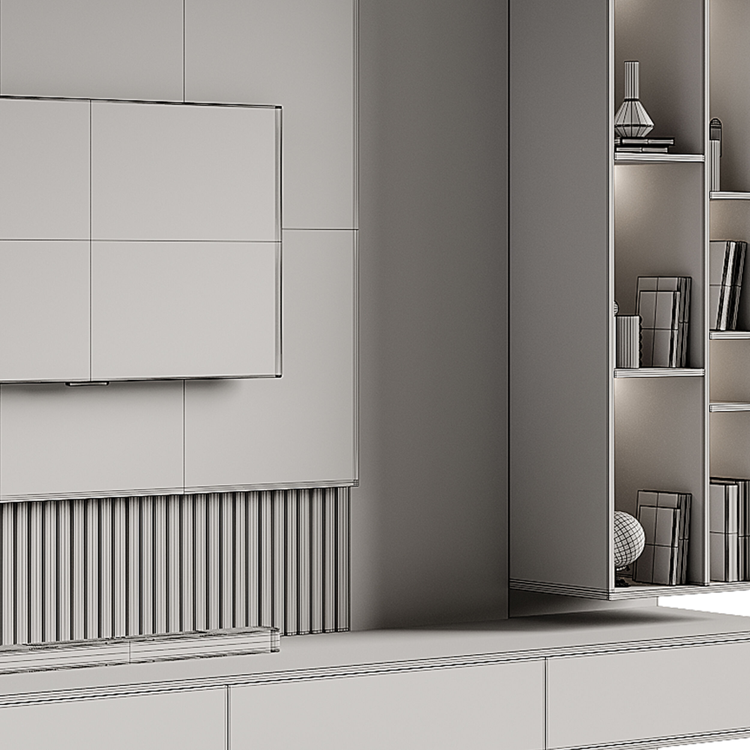 Modern TV Wall 014 3D model_14