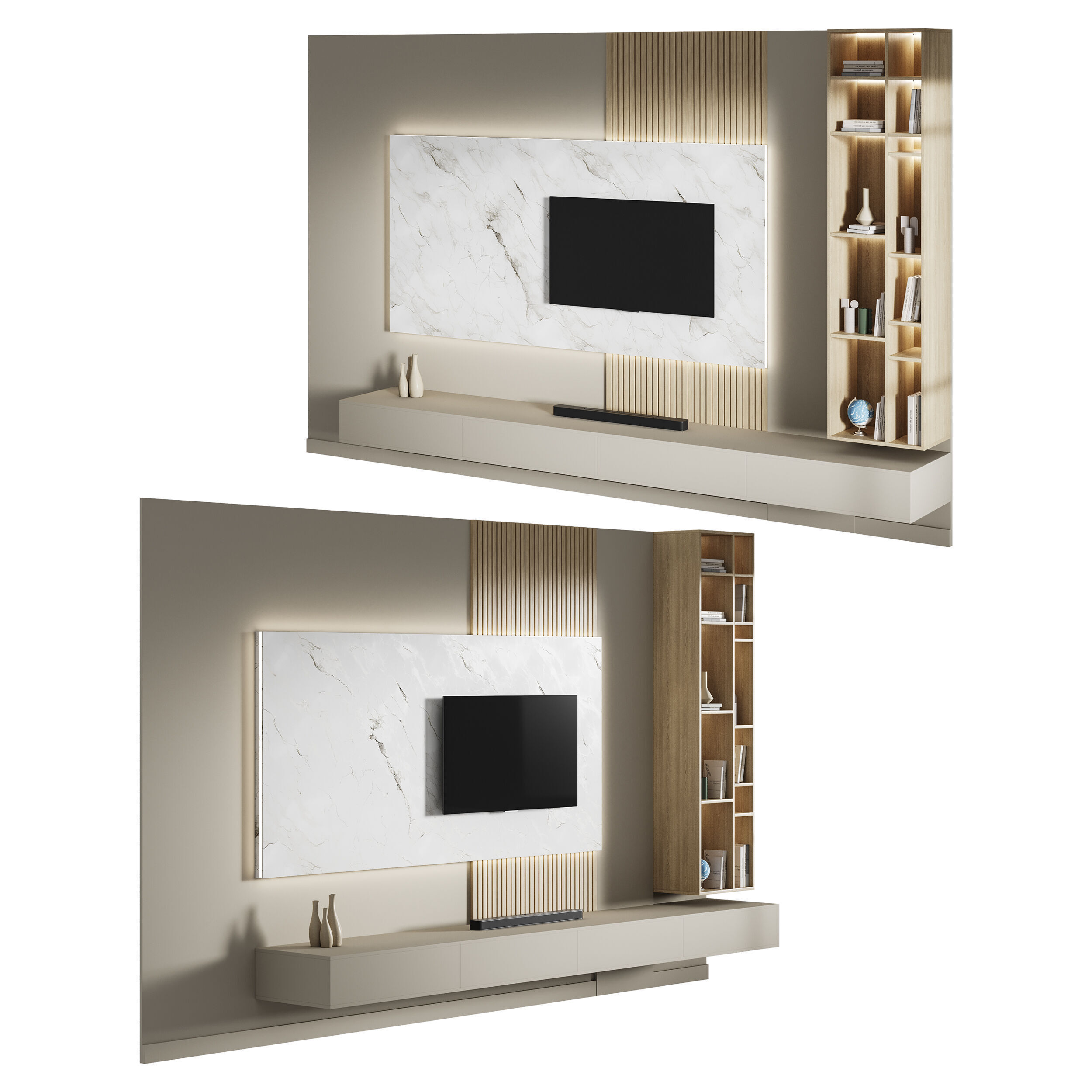 Modern TV Wall 014 3D model_5
