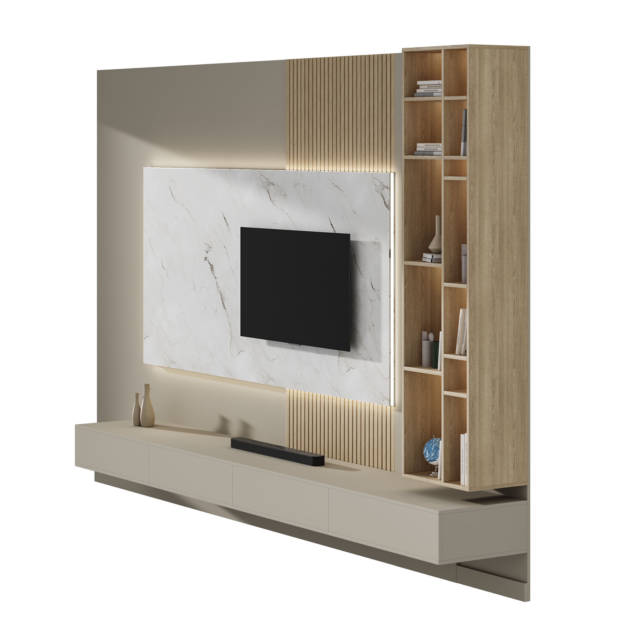 Modern TV Wall 014 3D model_4