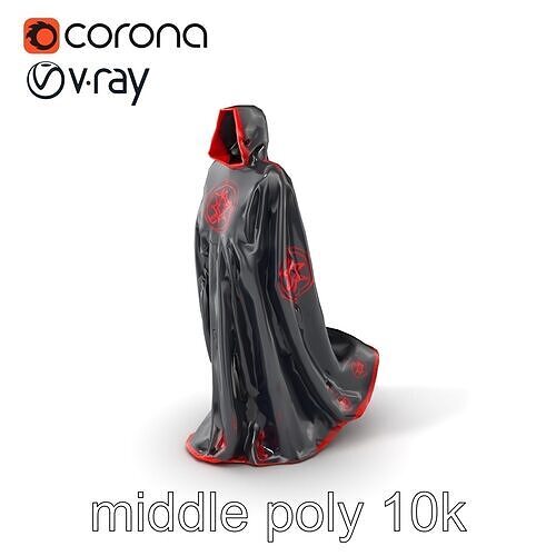 Mystical Black and Red Arcane Cape model pack Low-poly 3D model