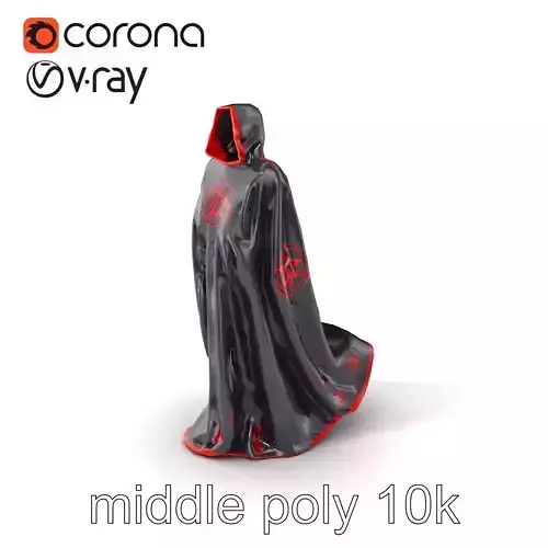 Mystical Black and Red Arcane Cape model pack Low-poly 3D model