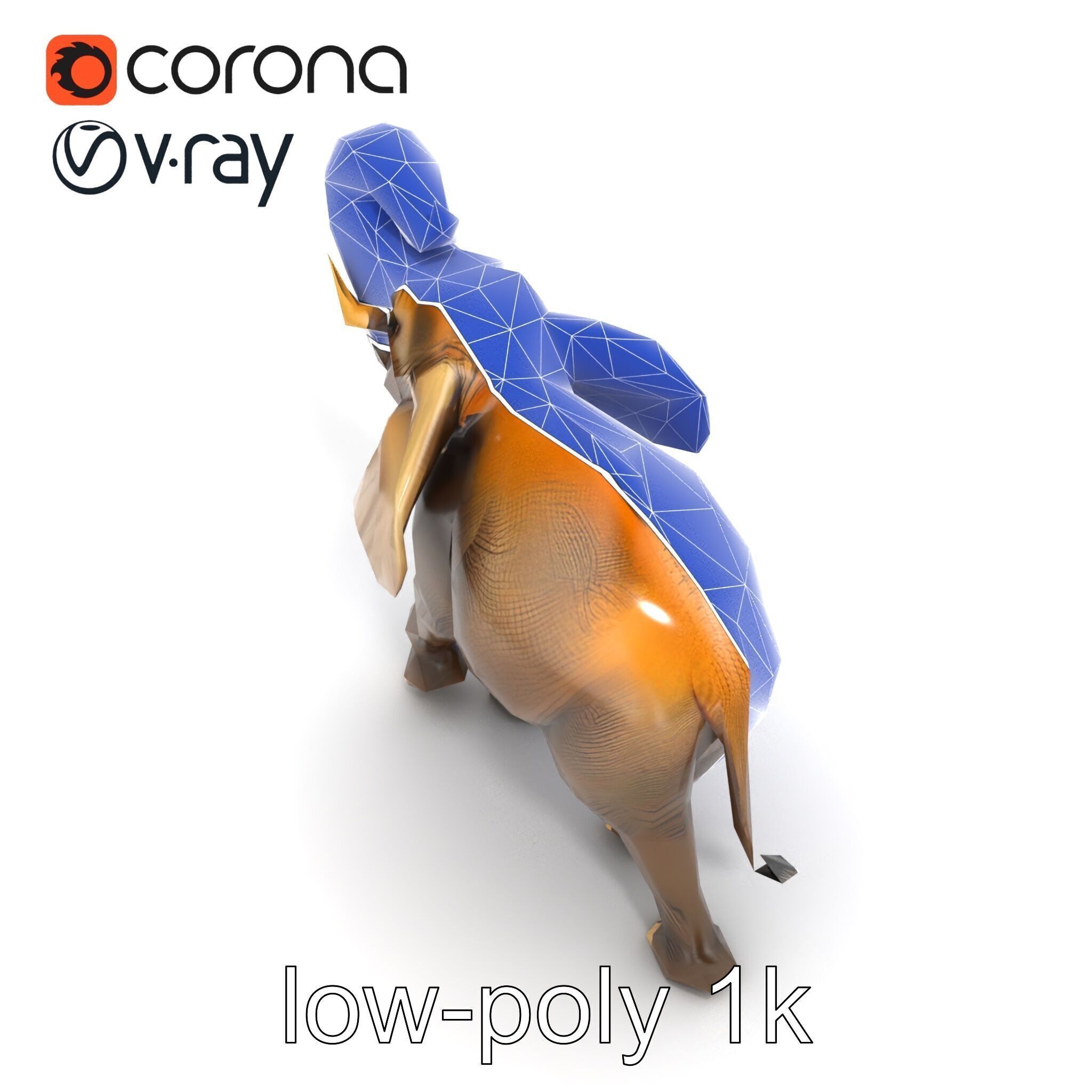 Majestic Elephant Sculpture Side View model pack Low-poly 3D model_18
