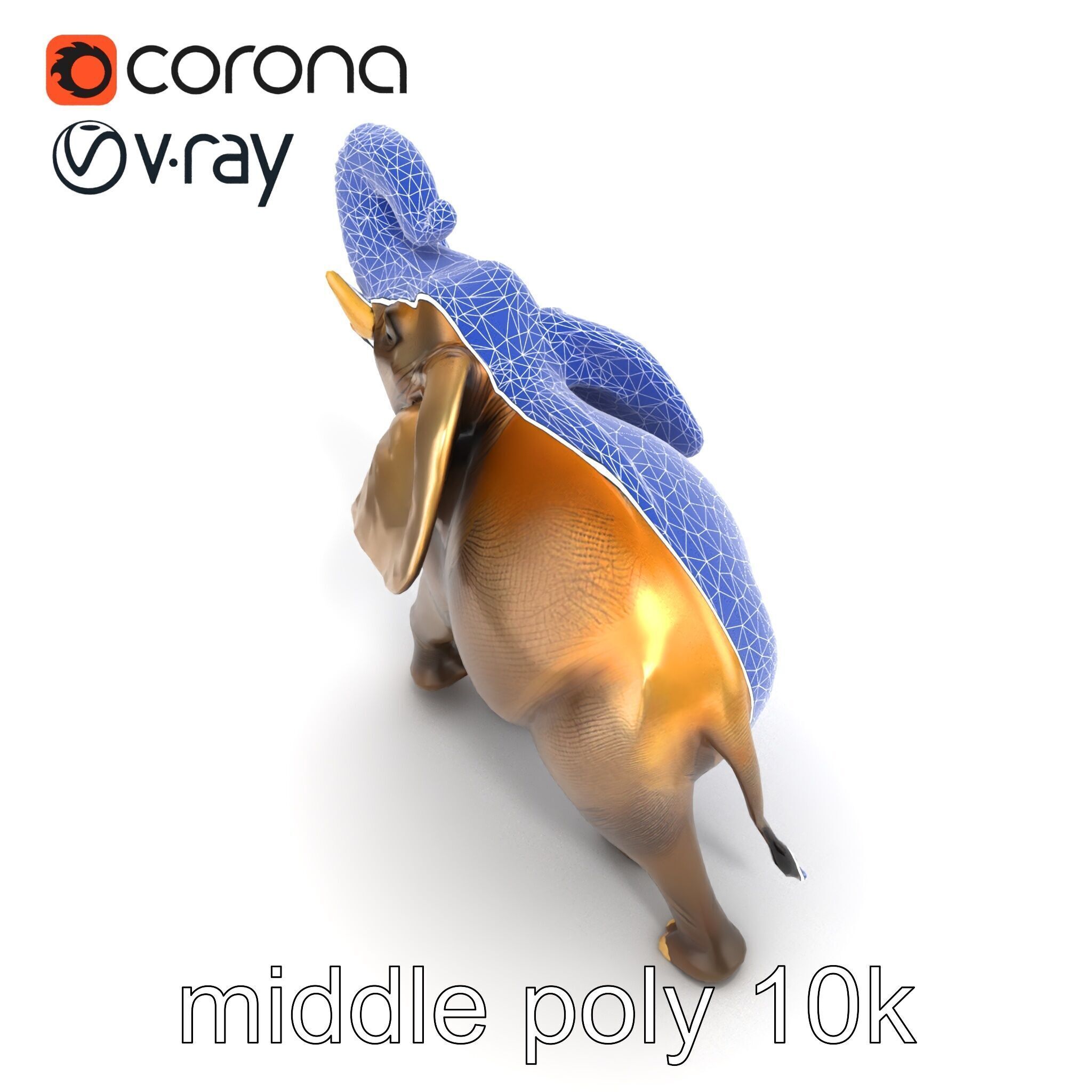 Majestic Elephant Sculpture Side View model pack Low-poly 3D model_32