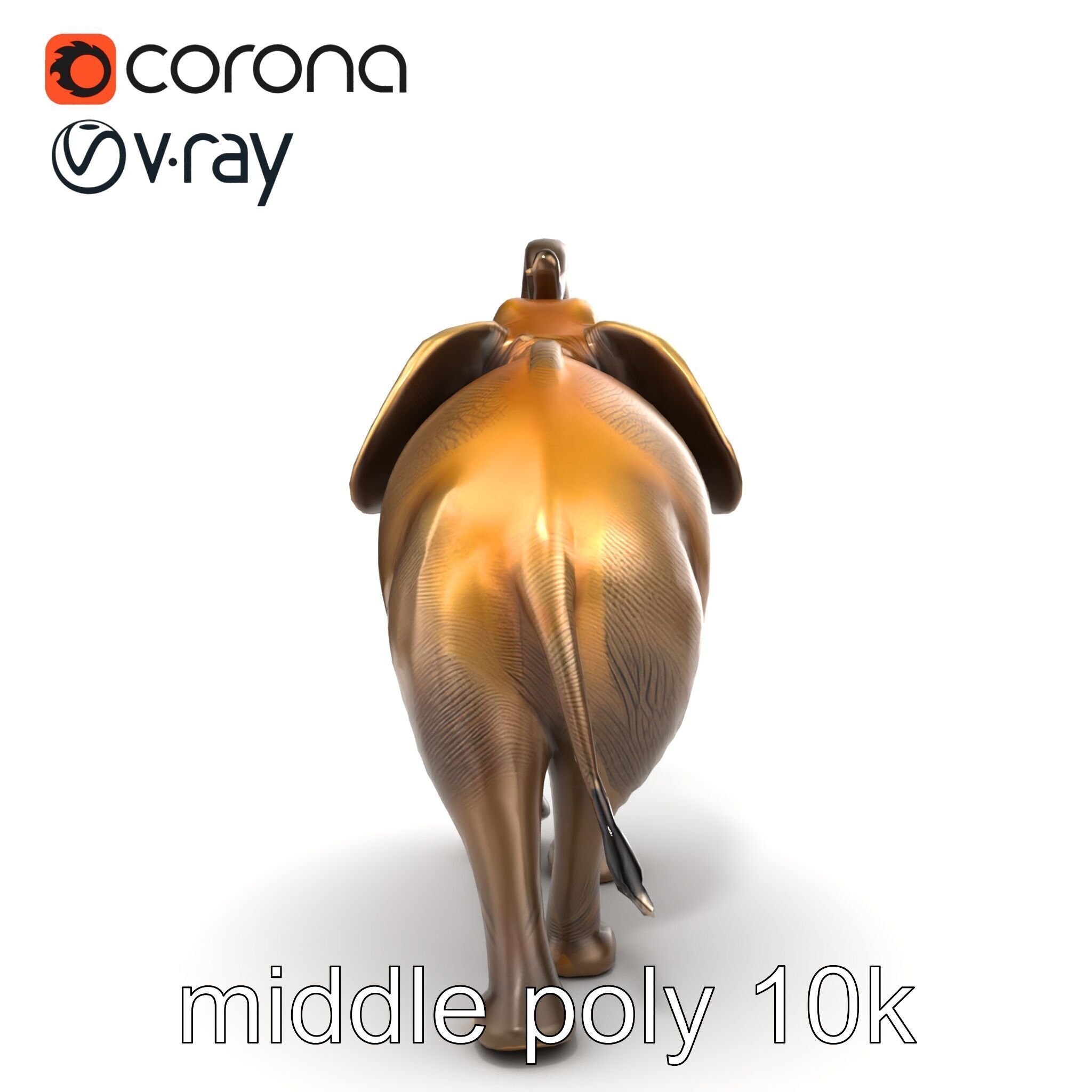 Majestic Elephant Sculpture Side View model pack Low-poly 3D model_30