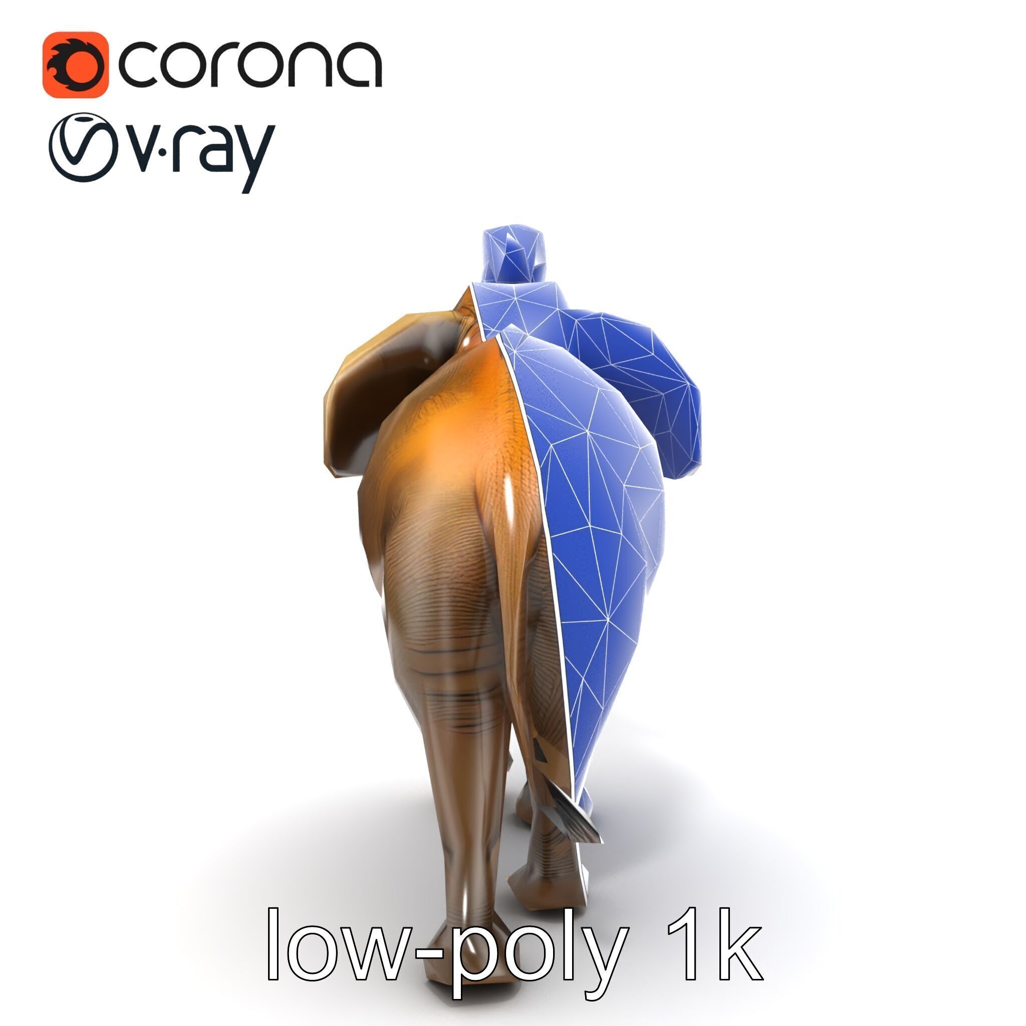 Majestic Elephant Sculpture Side View model pack Low-poly 3D model_31