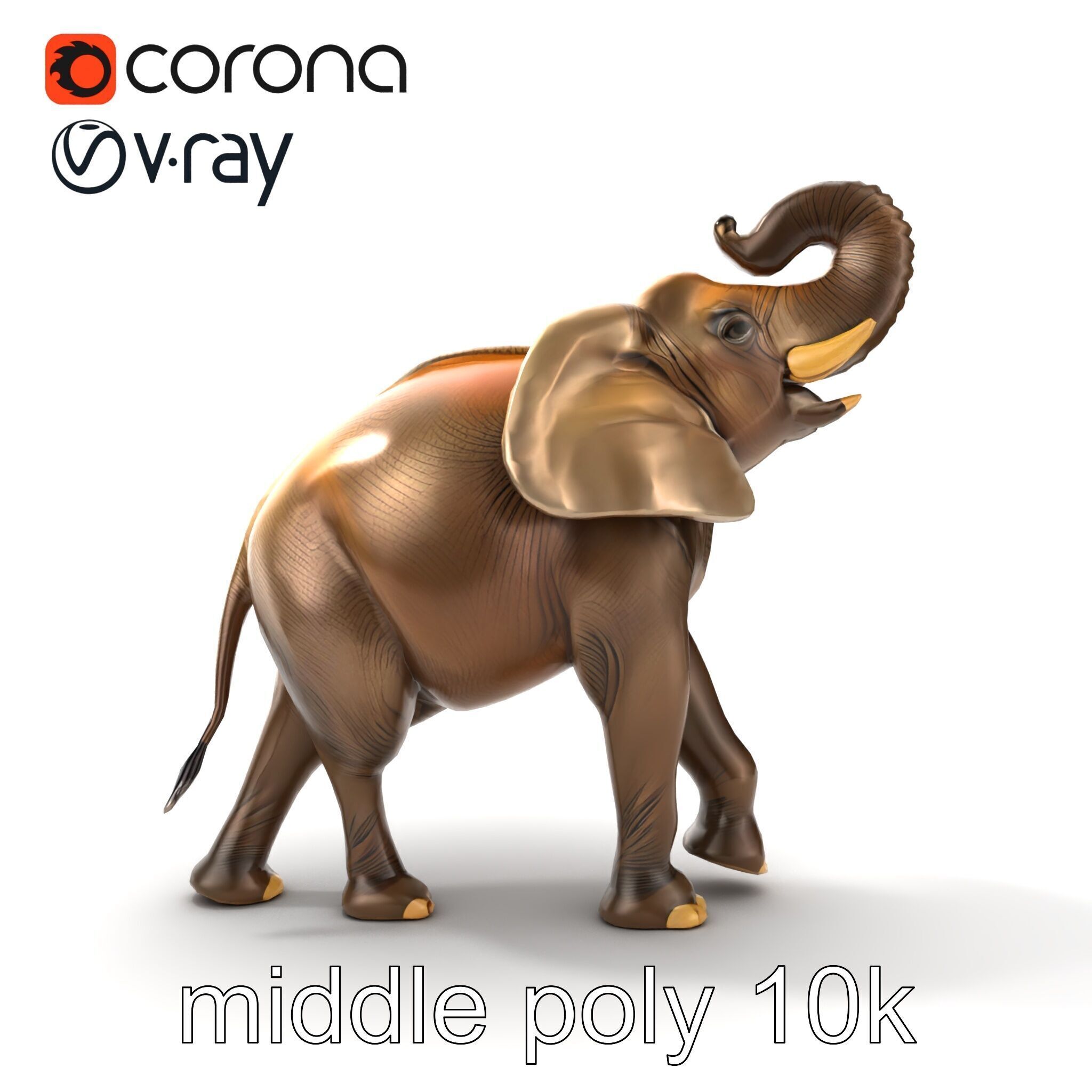Majestic Elephant Sculpture Side View model pack Low-poly 3D model_22