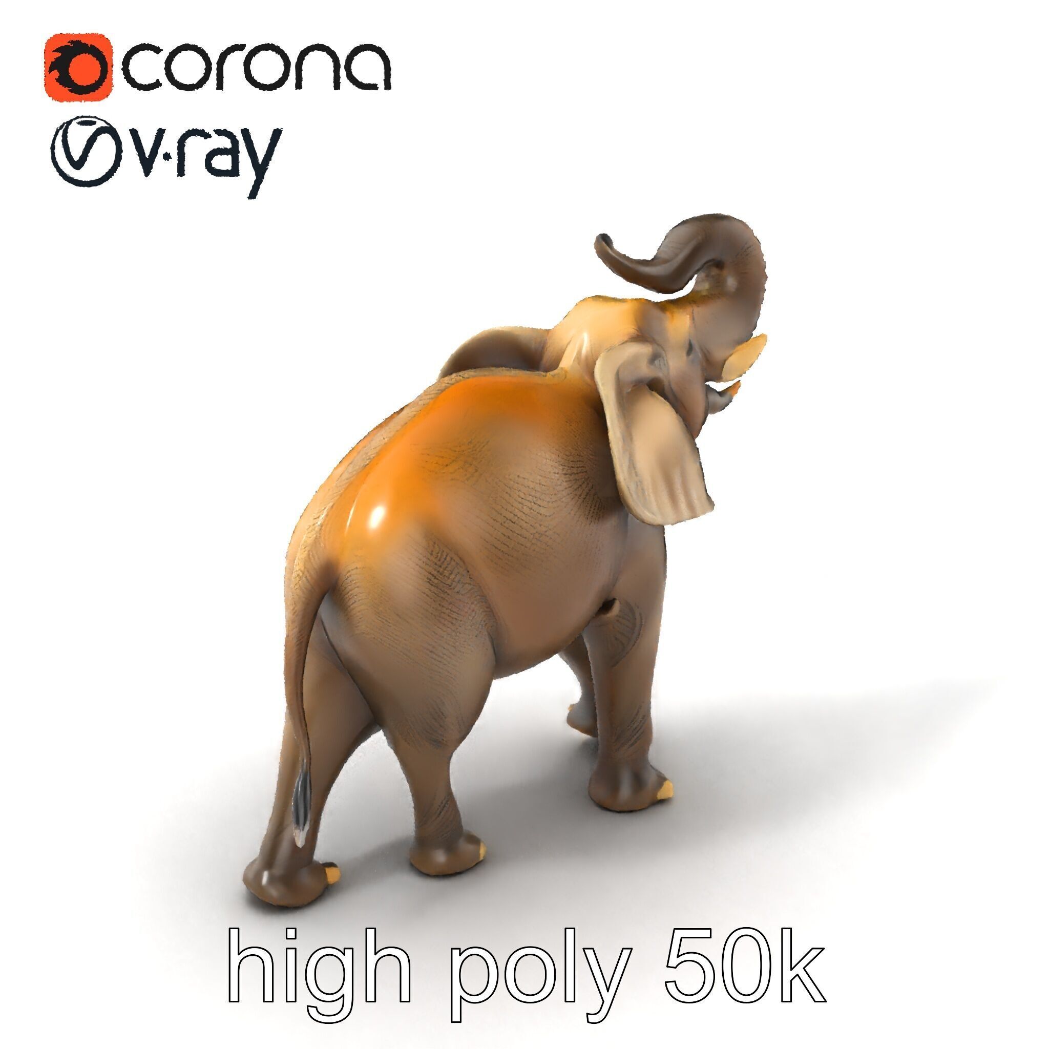Majestic Elephant Sculpture Side View model pack Low-poly 3D model_2