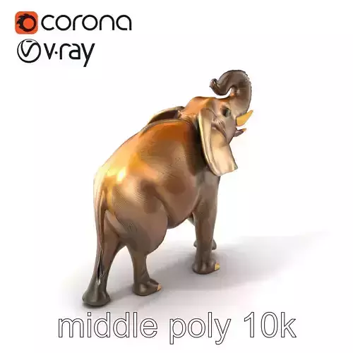 Majestic Elephant Sculpture Side View model pack Low-poly 3D model