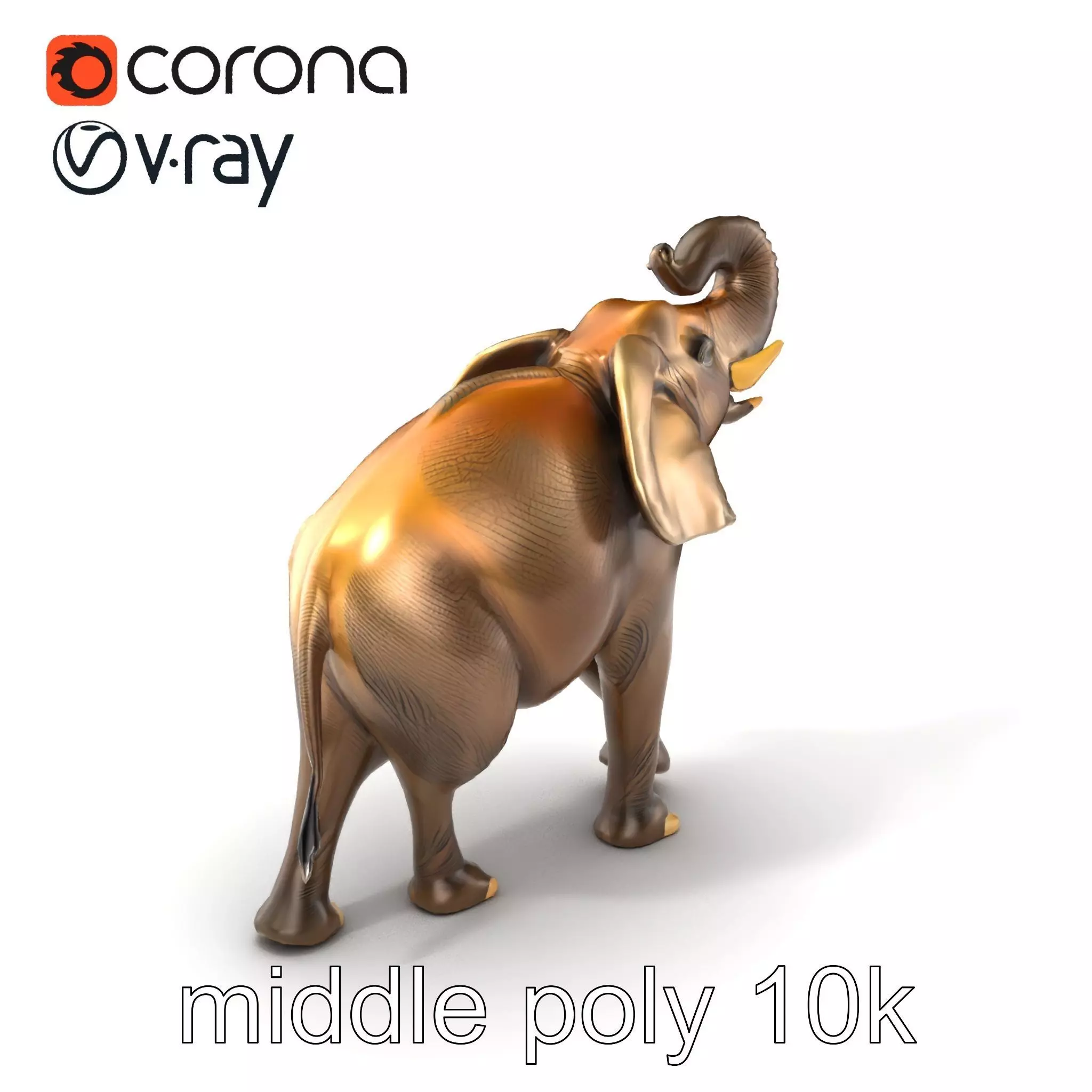 Majestic Elephant Sculpture Side View model pack Low-poly 3D model_0