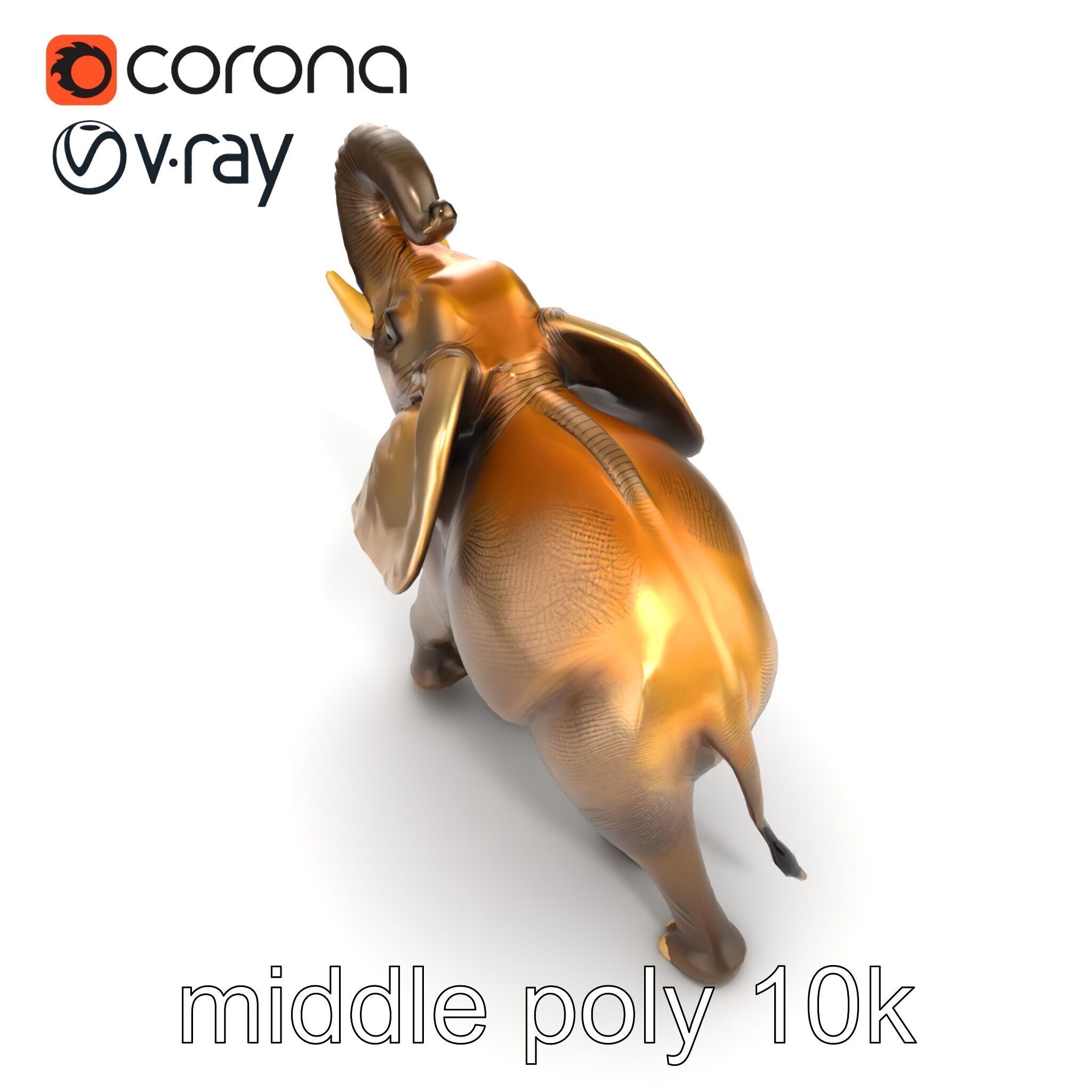 Majestic Elephant Sculpture Side View model pack Low-poly 3D model_25