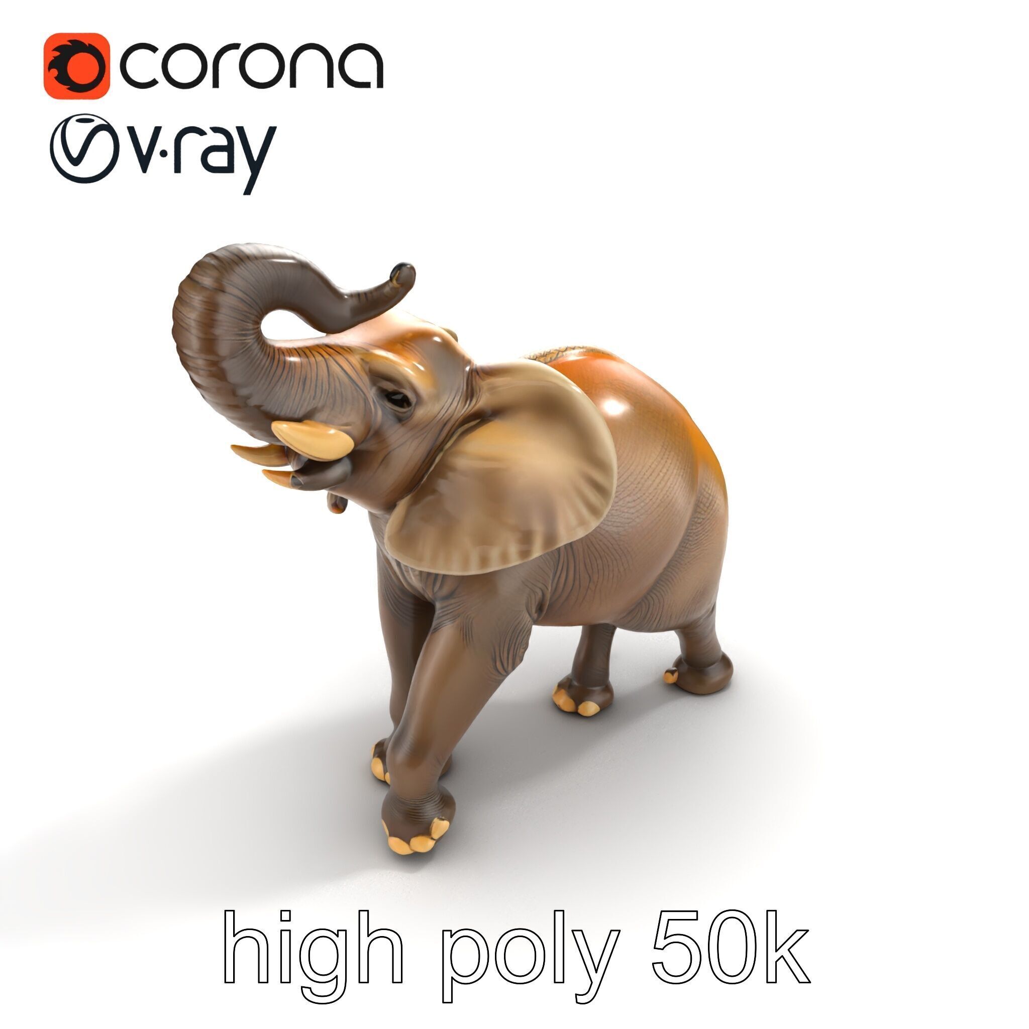 Majestic Elephant Sculpture Side View model pack Low-poly 3D model_19