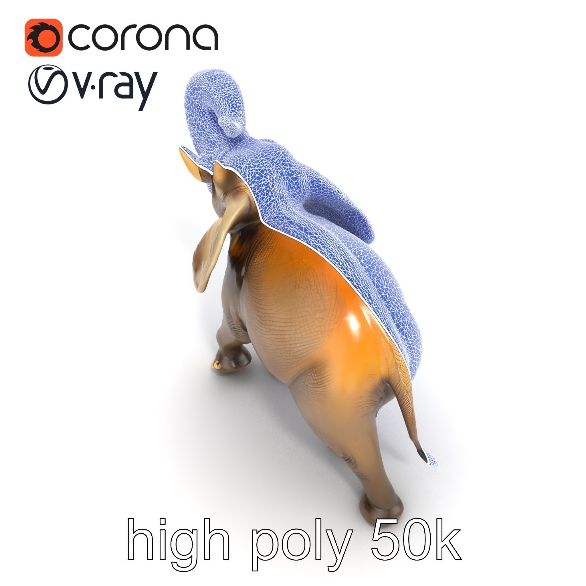 Majestic Elephant Sculpture Side View model pack Low-poly 3D model_26