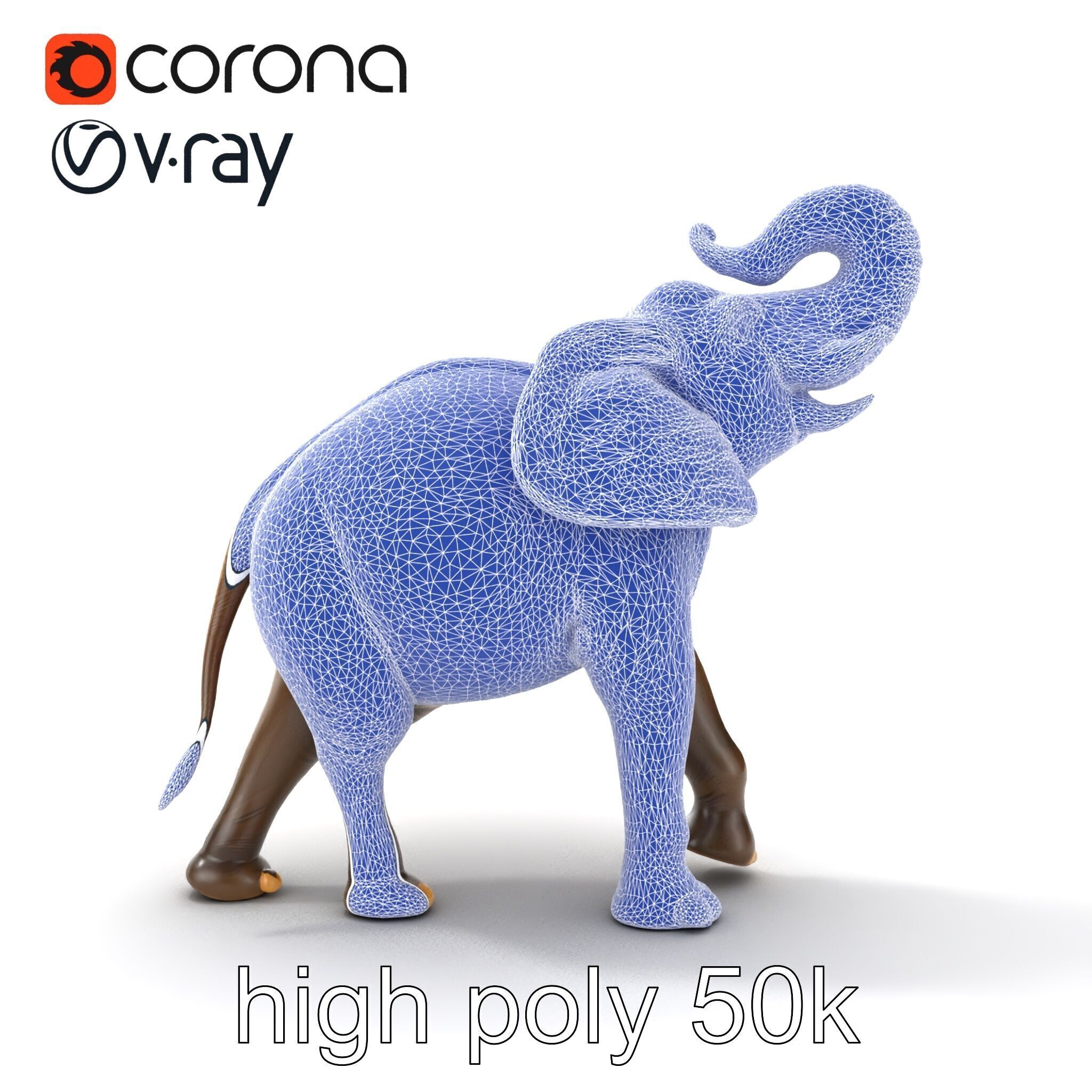 Majestic Elephant Sculpture Side View model pack Low-poly 3D model_23
