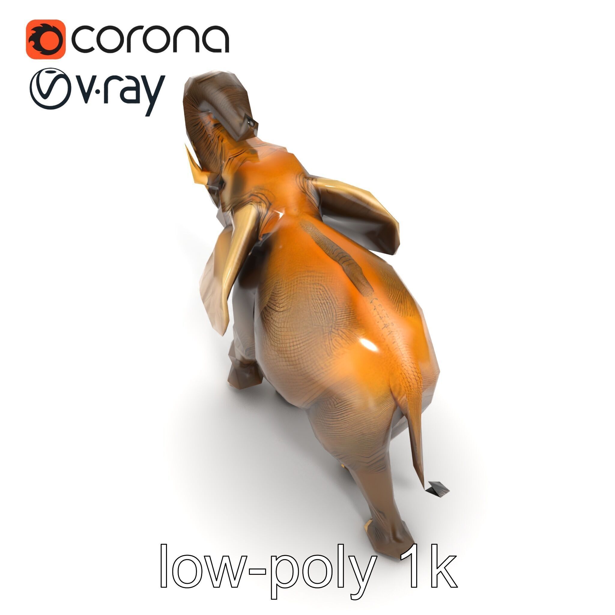 Majestic Elephant Sculpture Side View model pack Low-poly 3D model_12