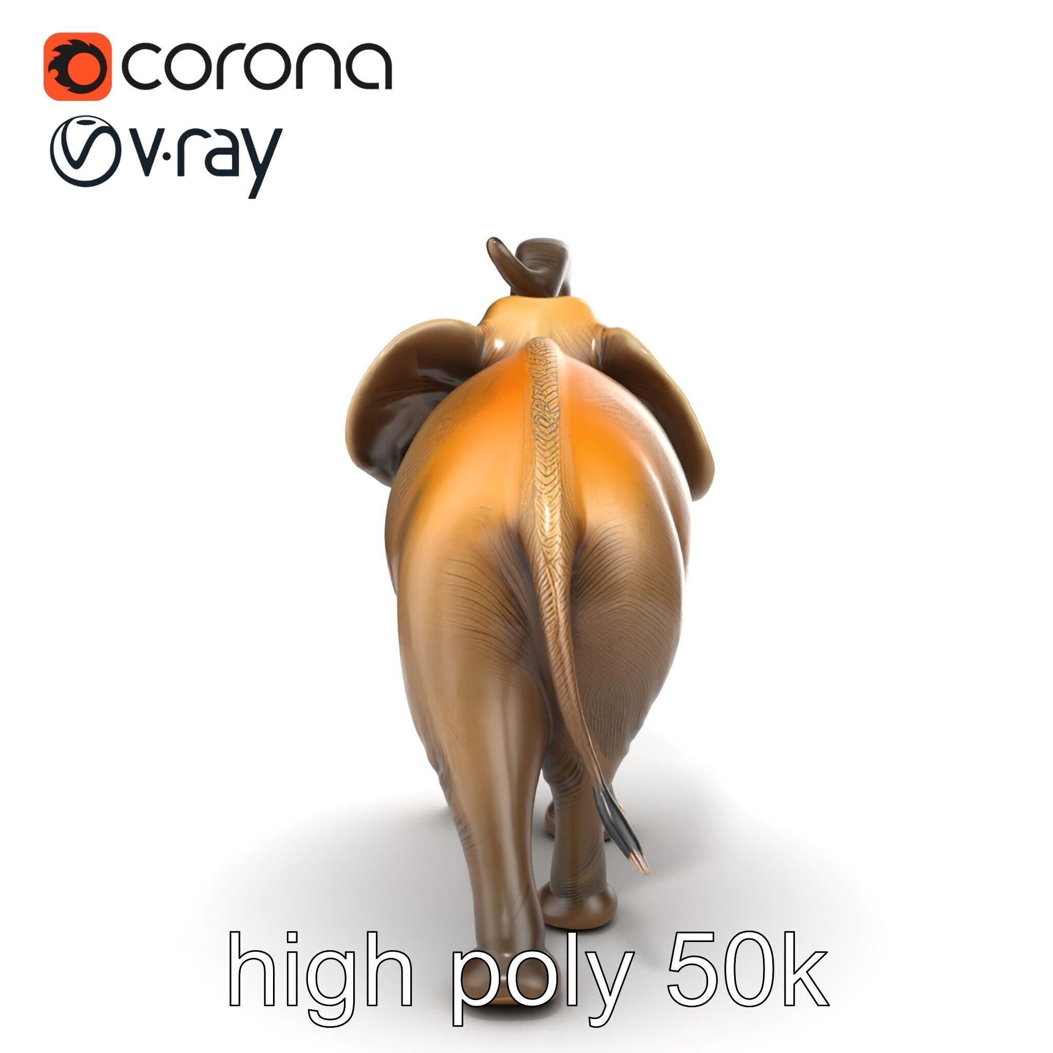 Majestic Elephant Sculpture Side View model pack Low-poly 3D model_20