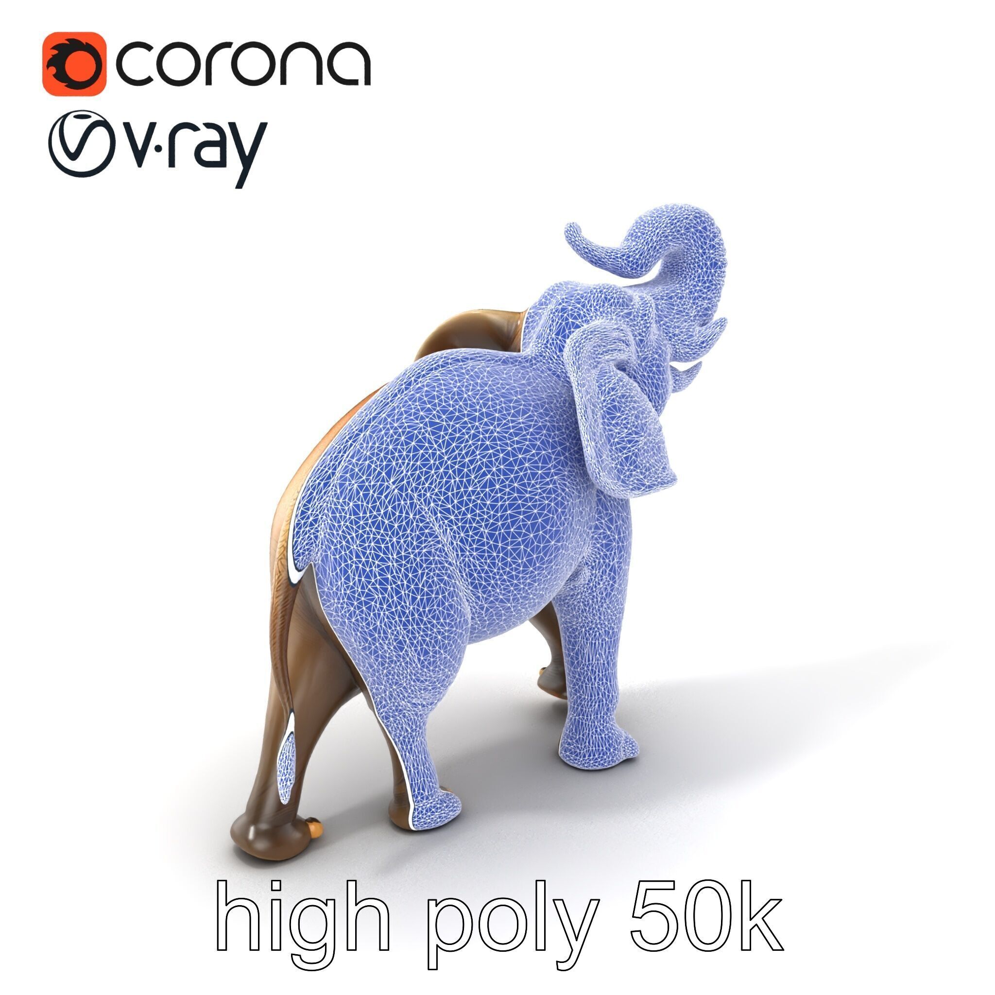 Majestic Elephant Sculpture Side View model pack Low-poly 3D model_10