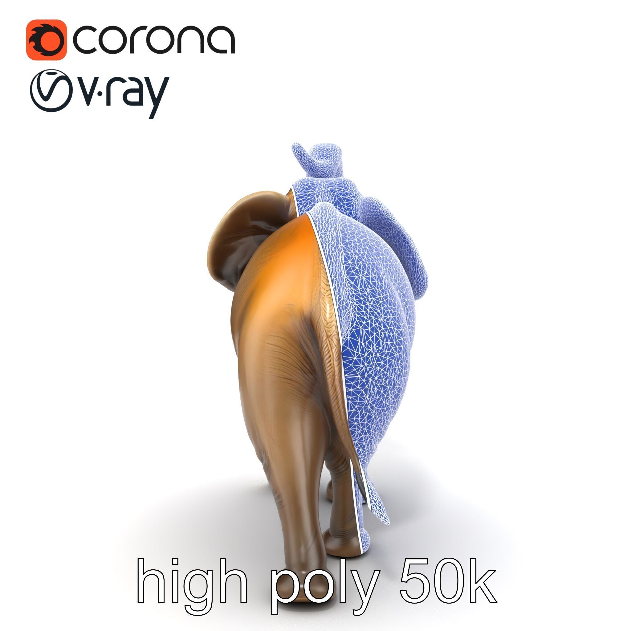 Majestic Elephant Sculpture Side View model pack Low-poly 3D model_15