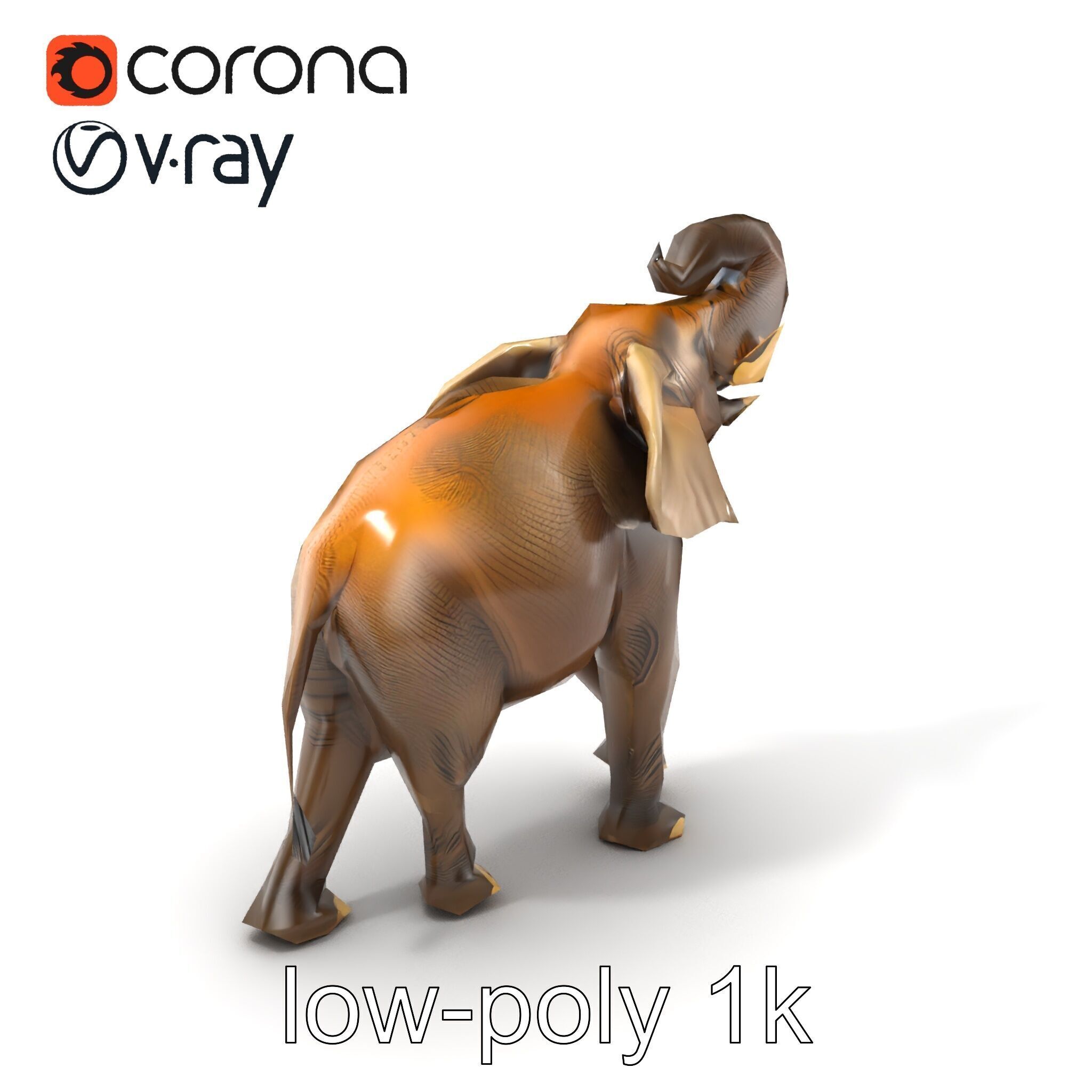 Majestic Elephant Sculpture Side View model pack Low-poly 3D model_5