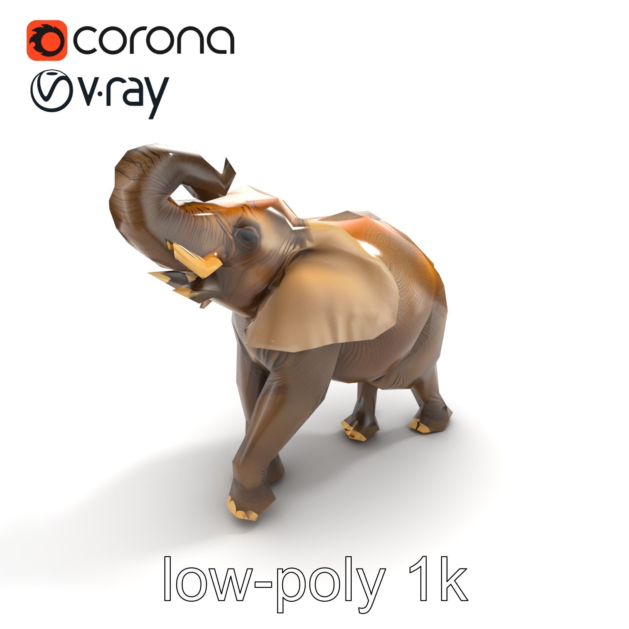 Majestic Elephant Sculpture Side View model pack Low-poly 3D model_9