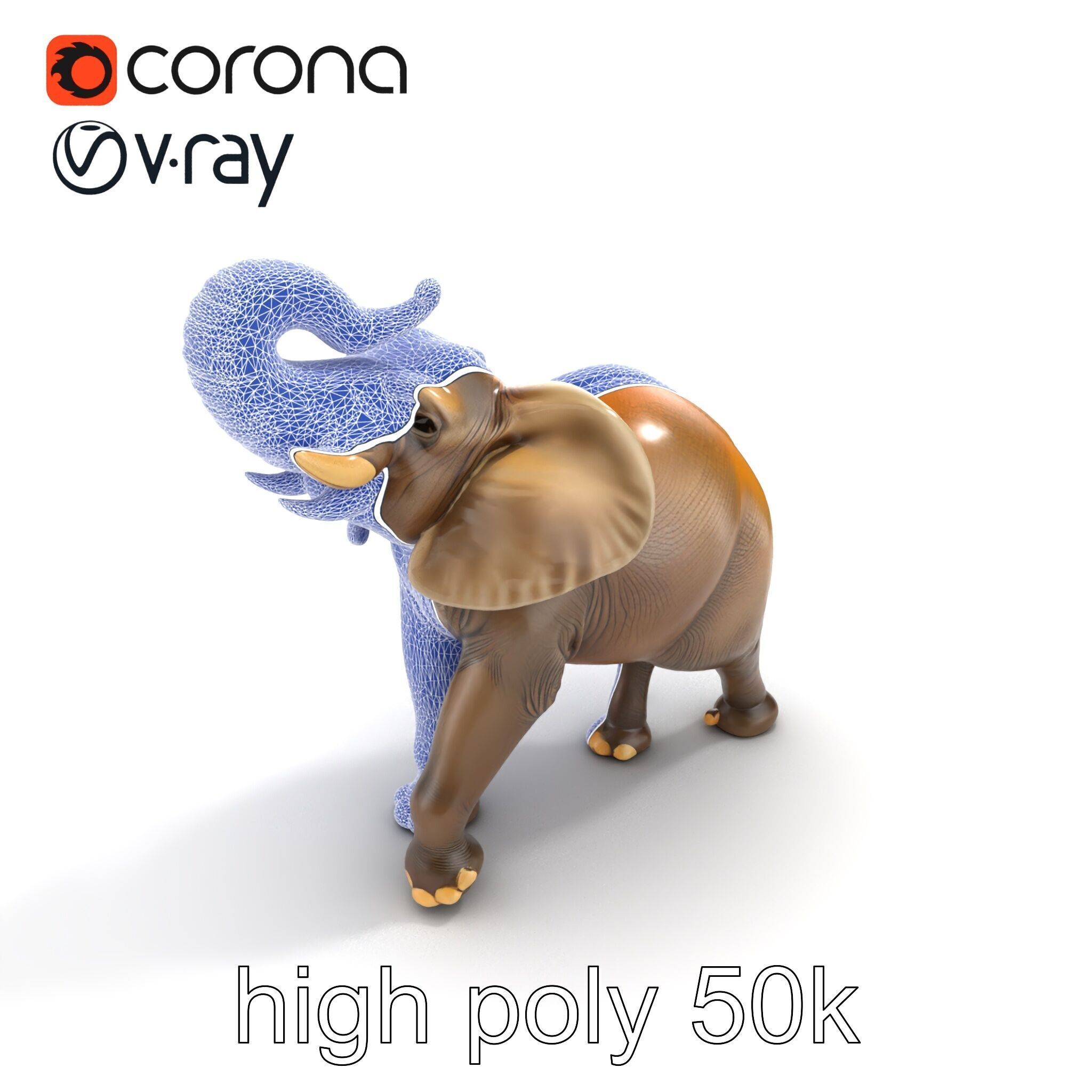 Majestic Elephant Sculpture Side View model pack Low-poly 3D model_14