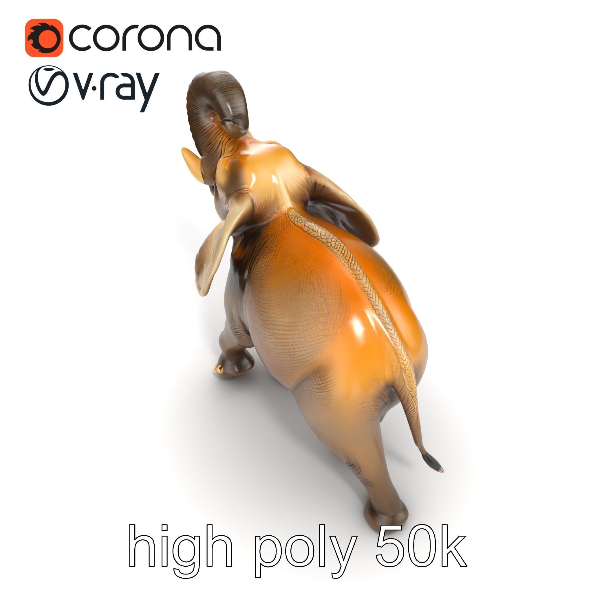Majestic Elephant Sculpture Side View model pack Low-poly 3D model_28