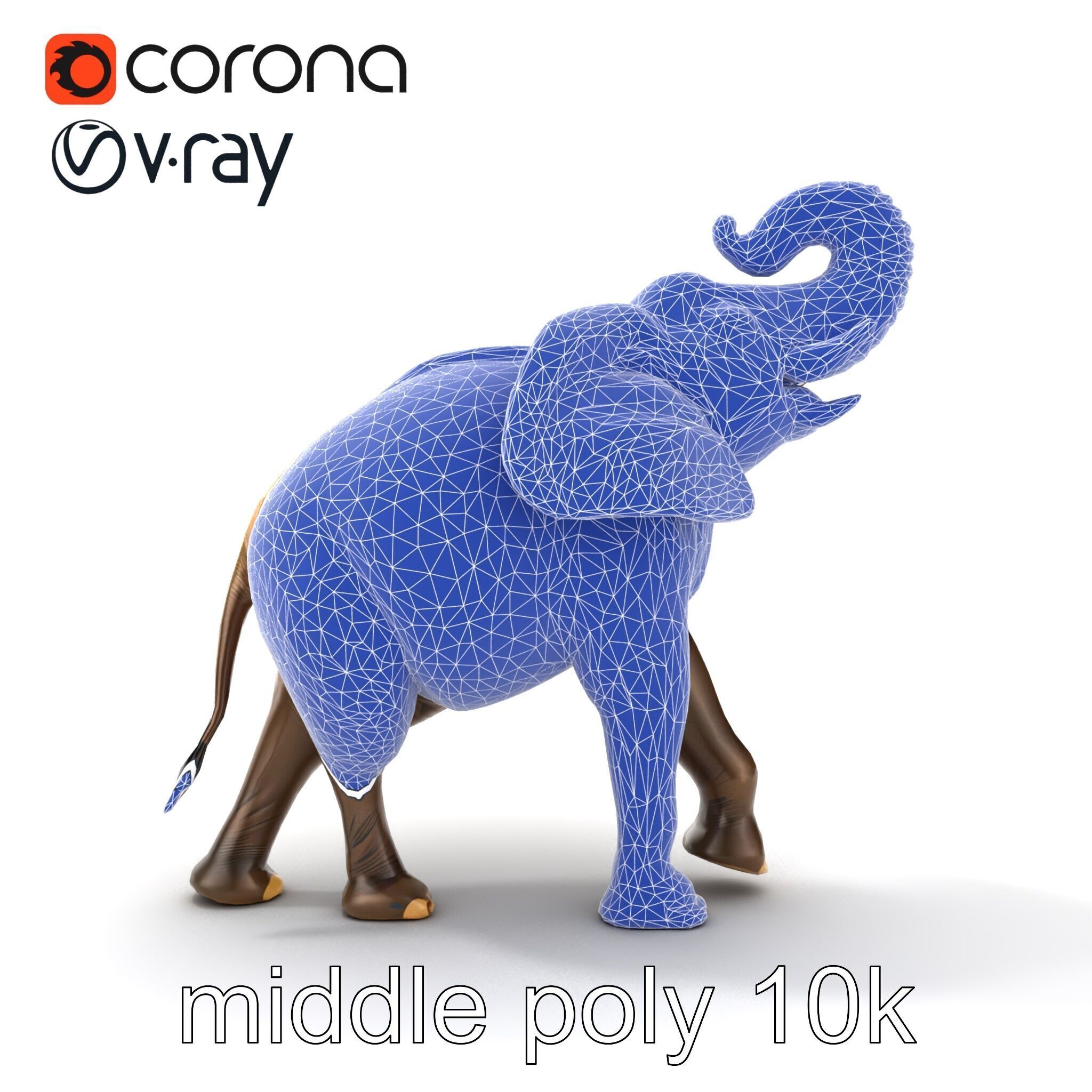 Majestic Elephant Sculpture Side View model pack Low-poly 3D model_16