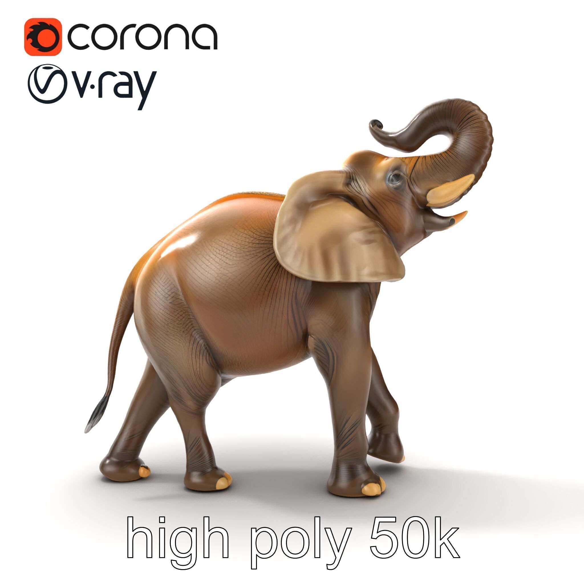 Majestic Elephant Sculpture Side View model pack Low-poly 3D model_21
