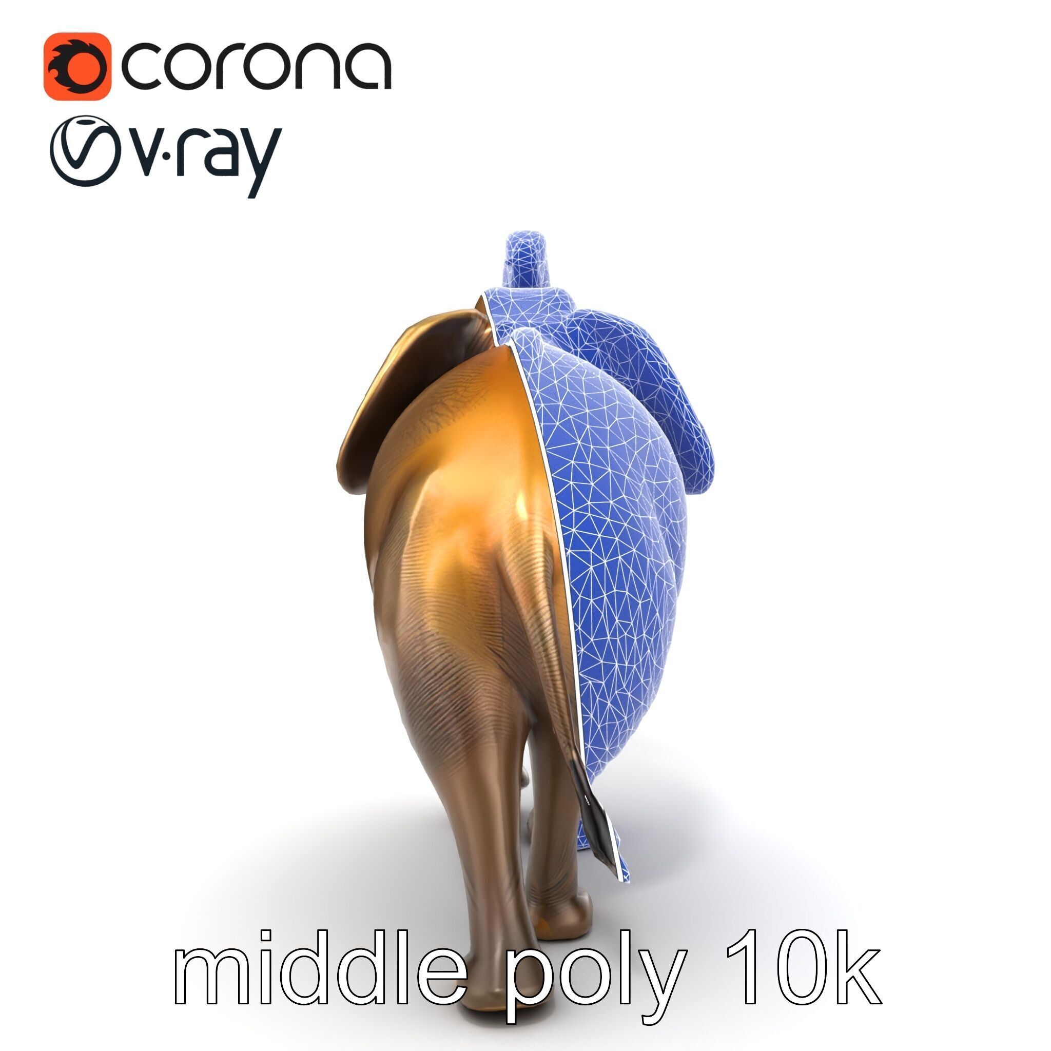 Majestic Elephant Sculpture Side View model pack Low-poly 3D model_27