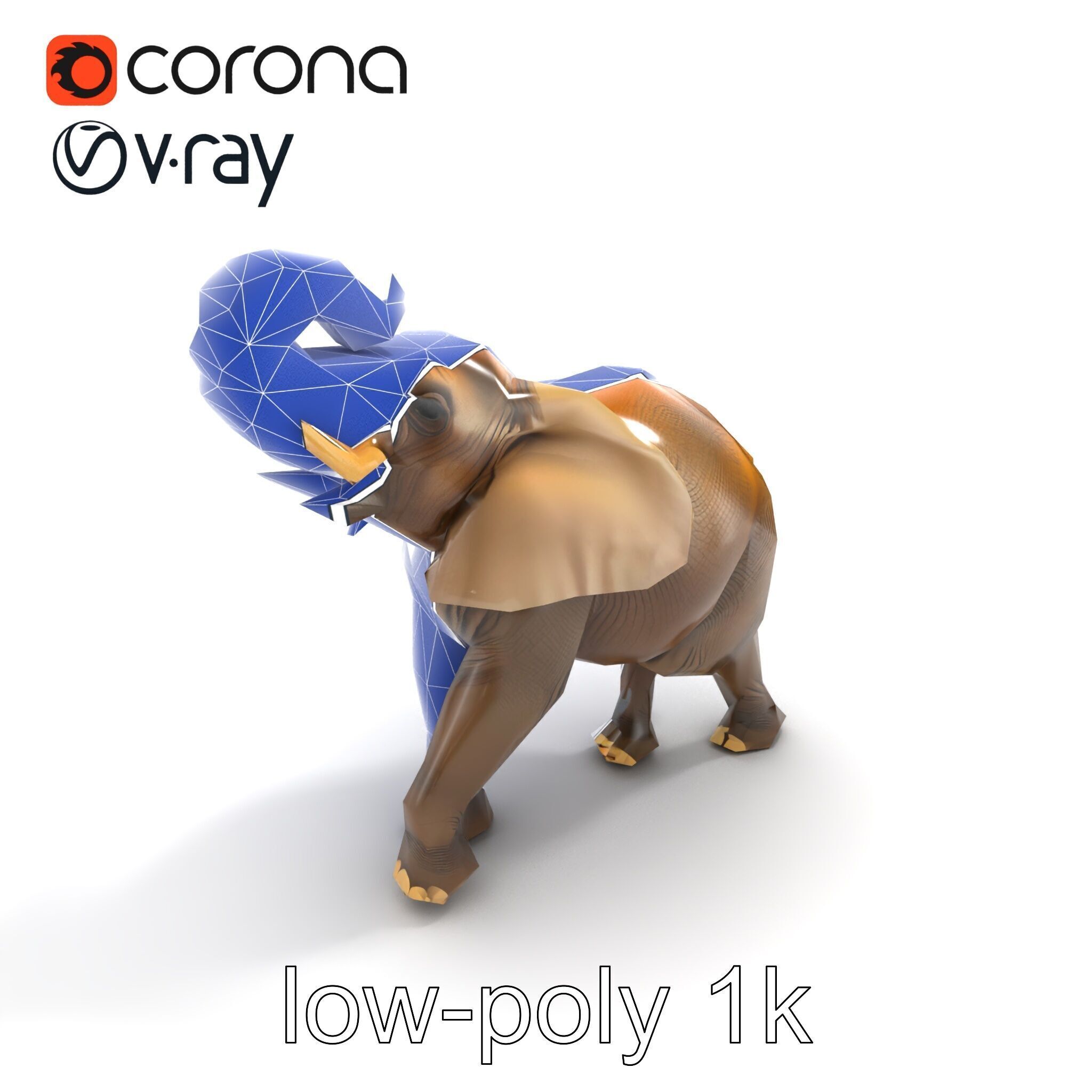 Majestic Elephant Sculpture Side View model pack Low-poly 3D model_11