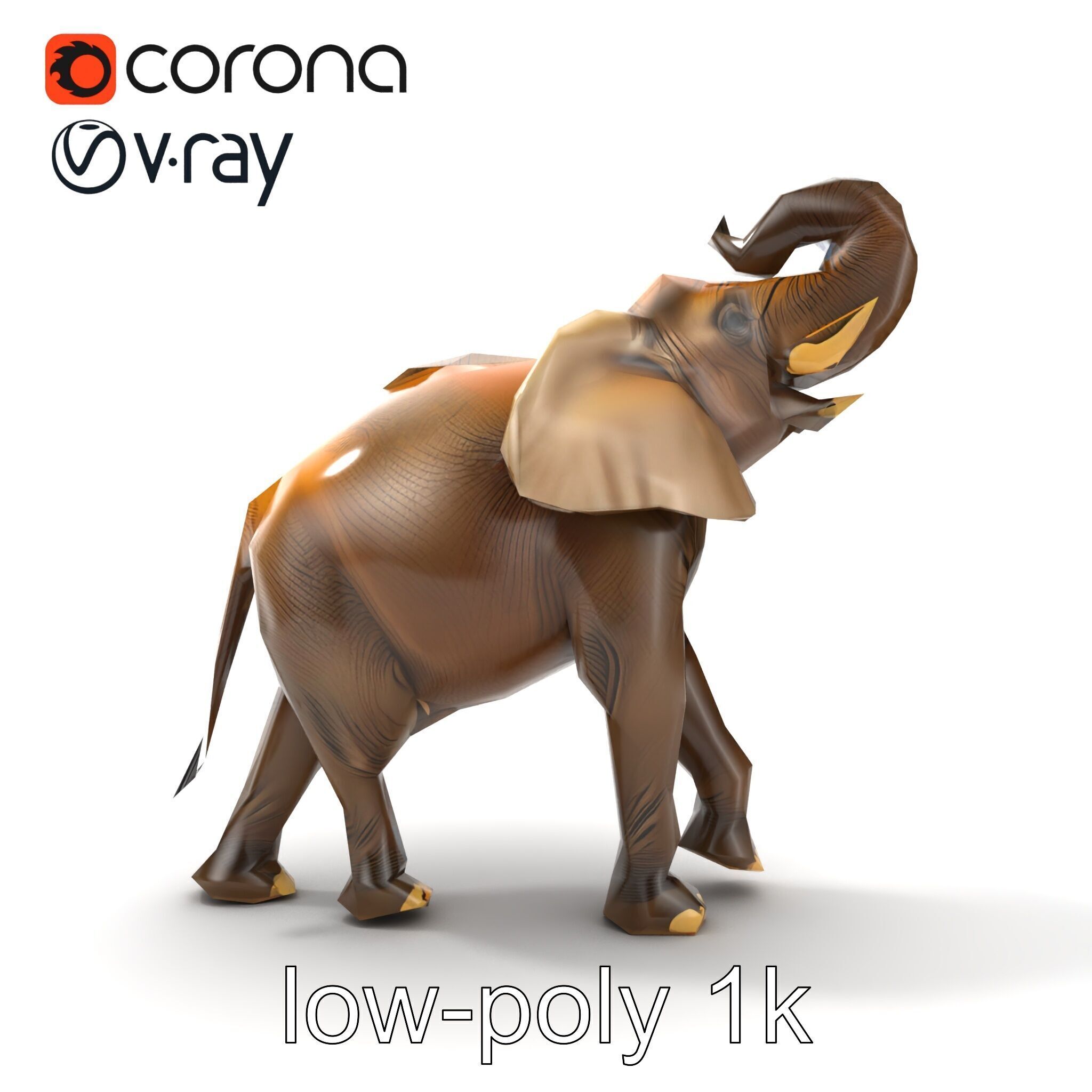 Majestic Elephant Sculpture Side View model pack Low-poly 3D model_17