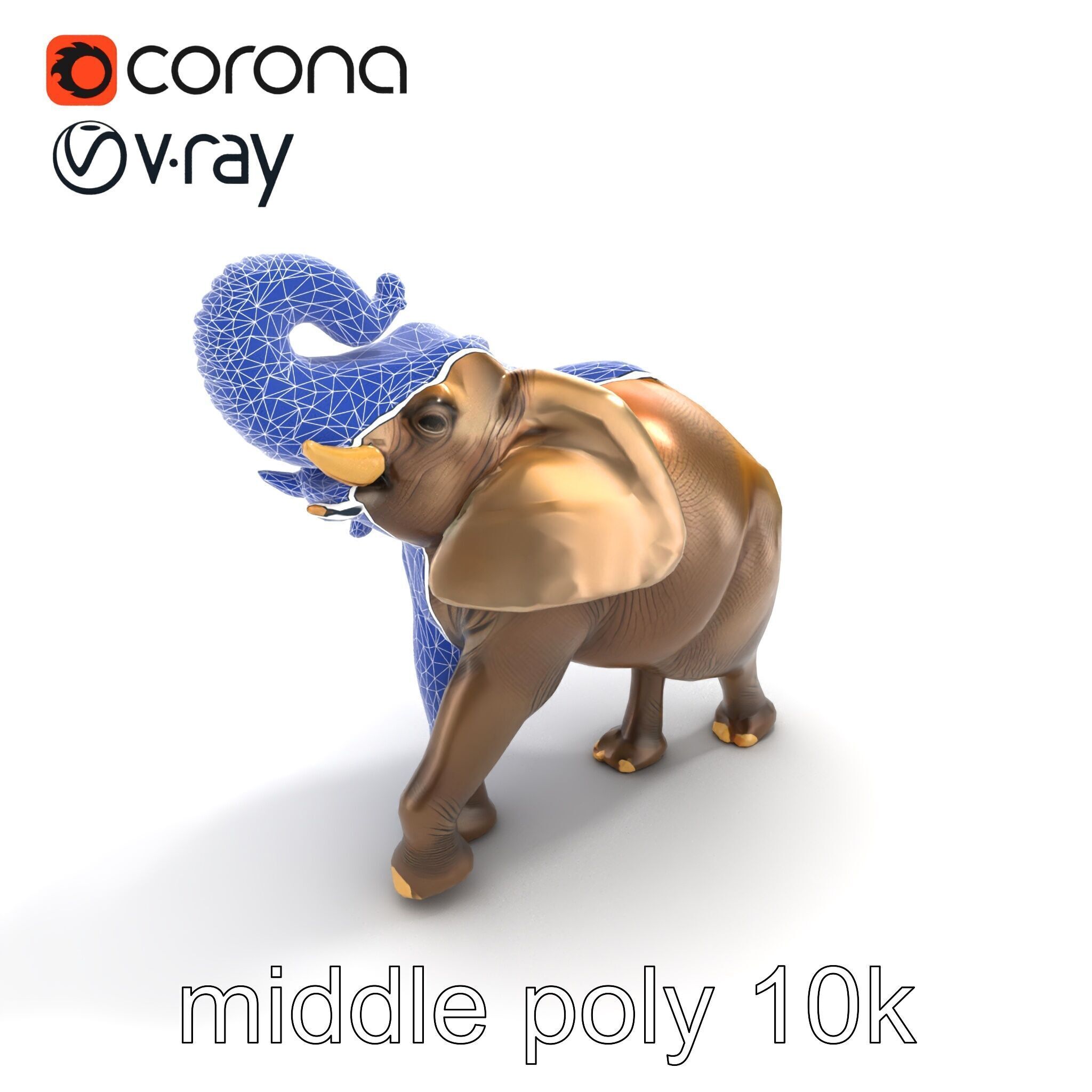 Majestic Elephant Sculpture Side View model pack Low-poly 3D model_13