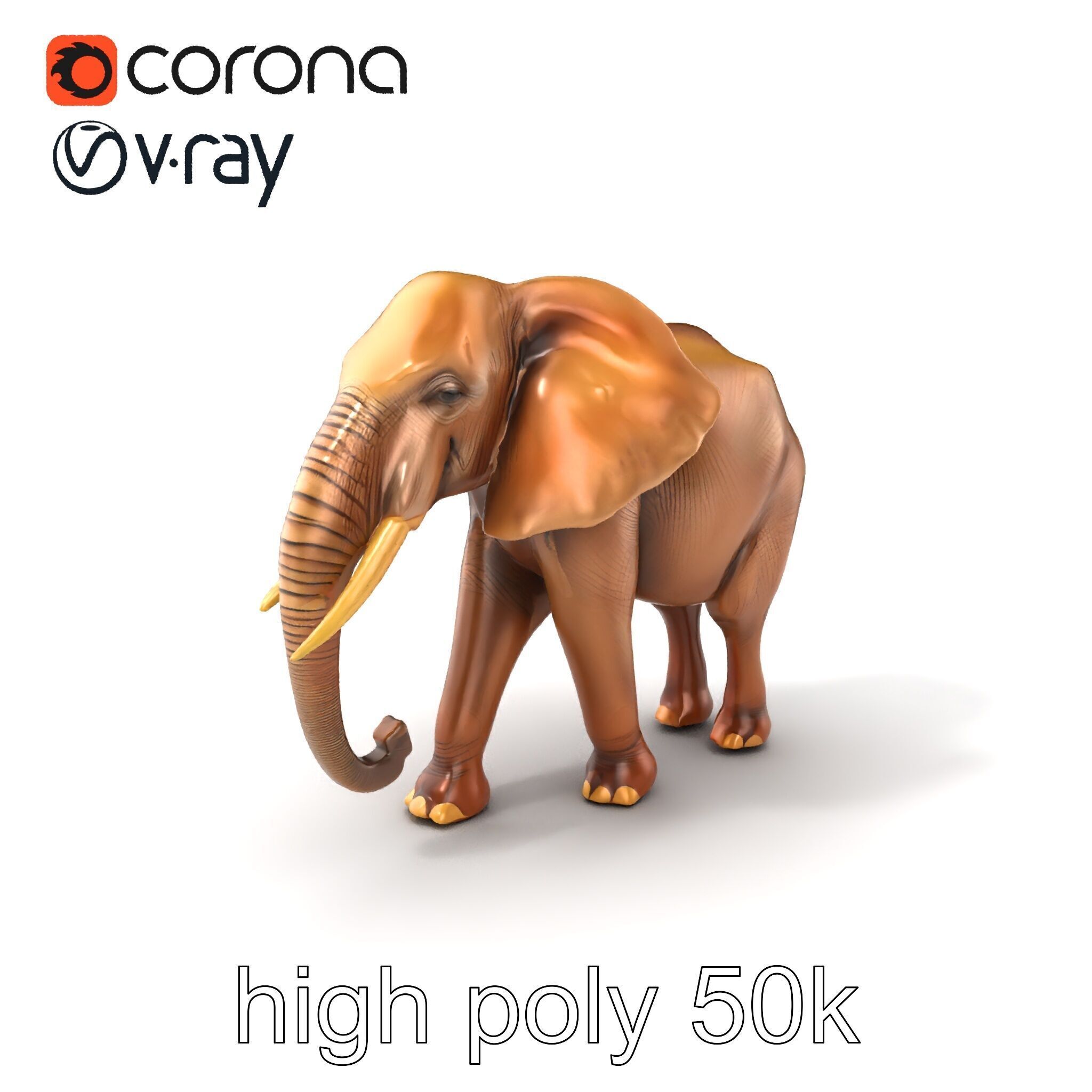 Elephant with Natural Scratches D model pack Low-poly 3D model_2