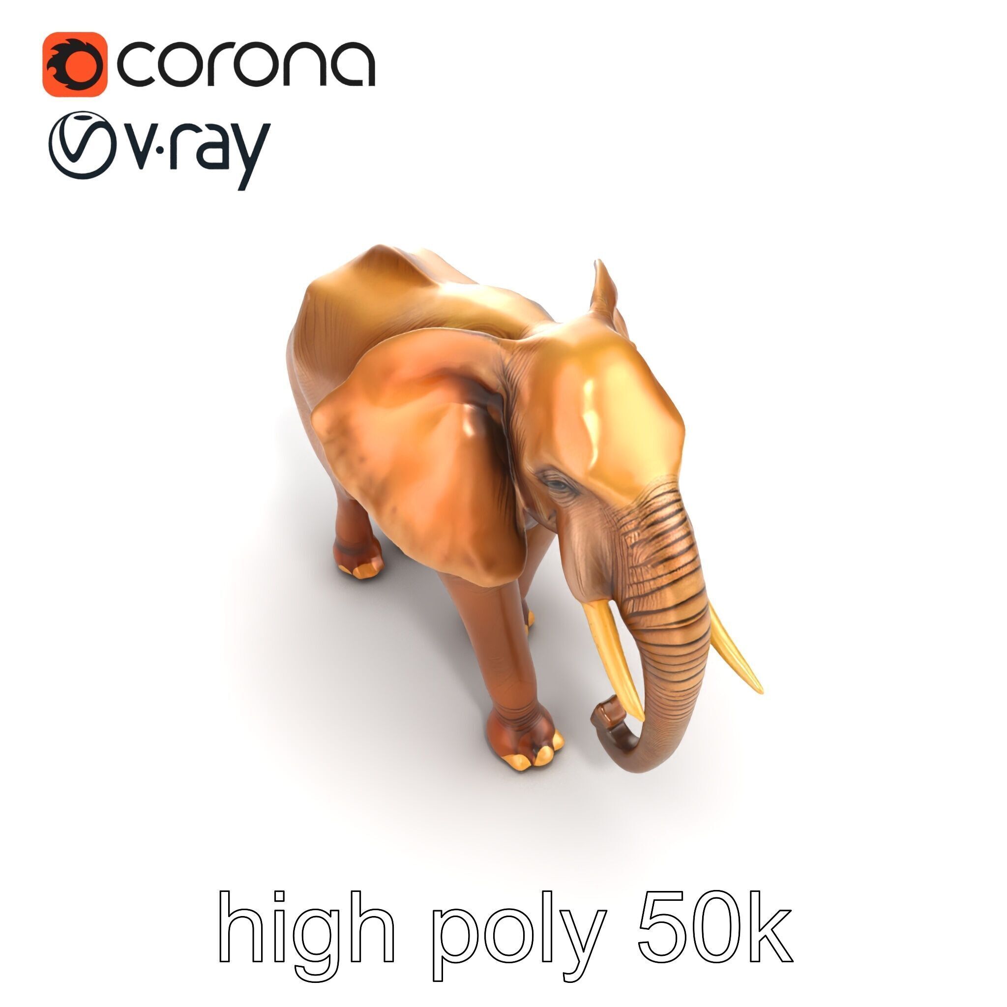 Elephant with Natural Scratches D model pack Low-poly 3D model_23