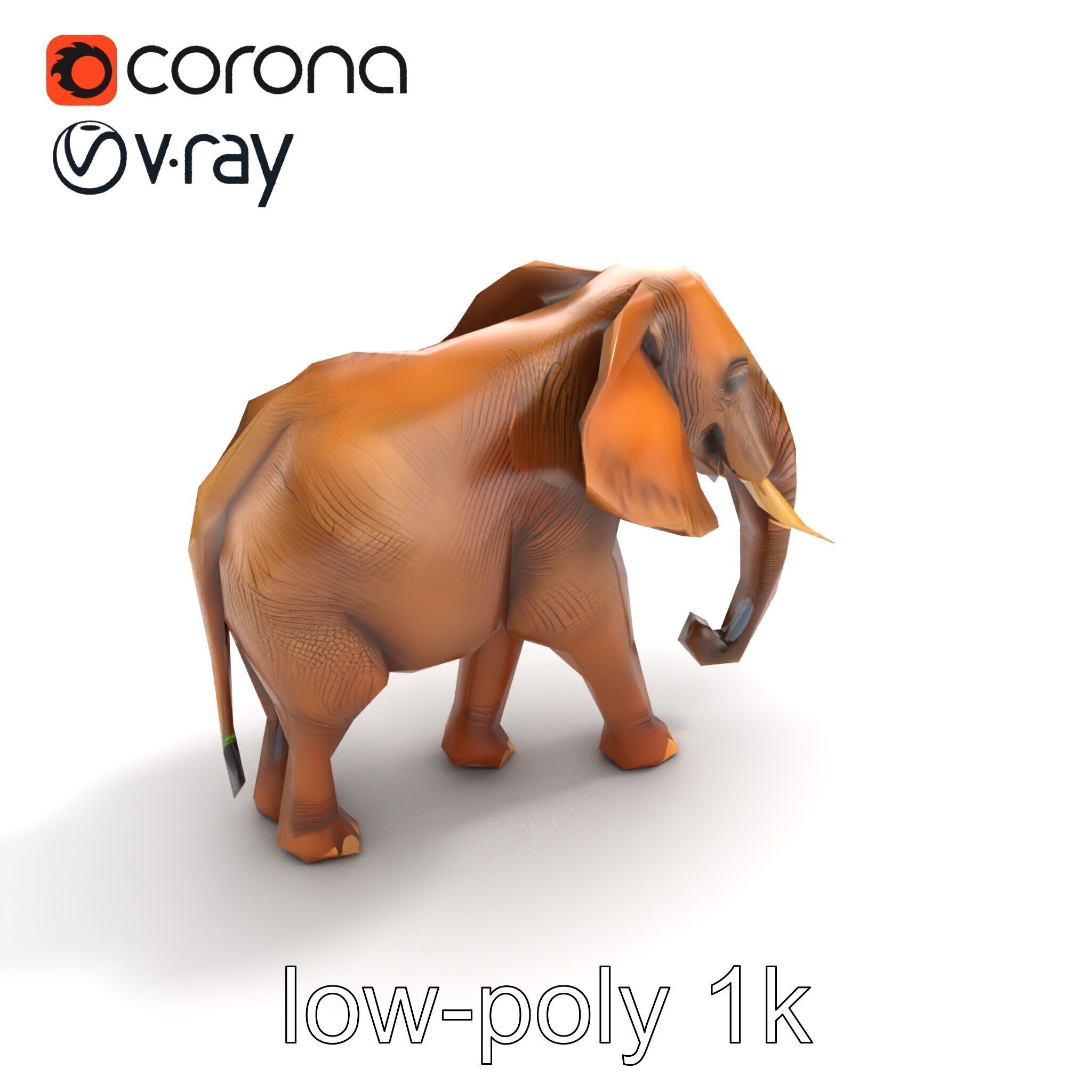 Elephant with Natural Scratches D model pack Low-poly 3D model_9