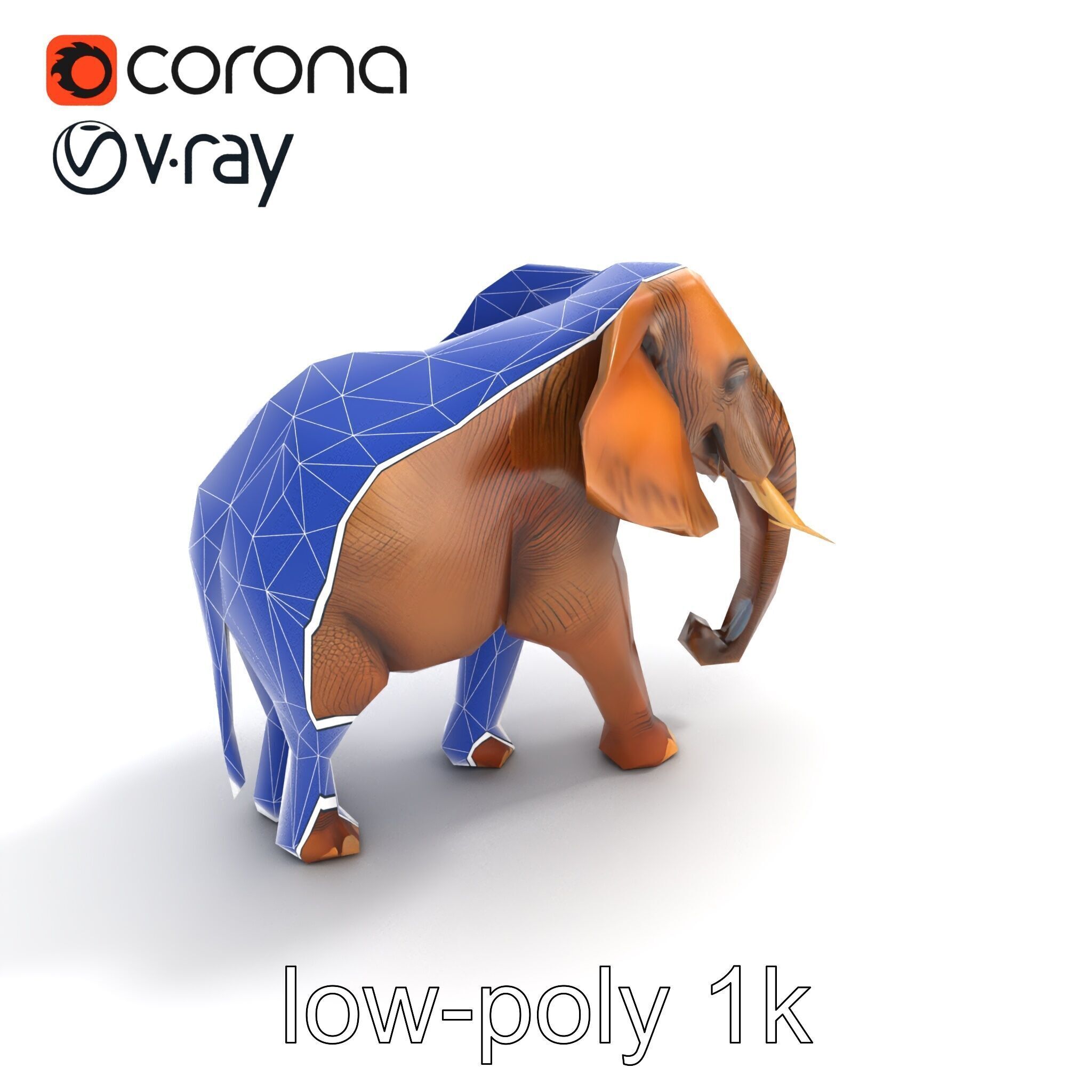 Elephant with Natural Scratches D model pack Low-poly 3D model_28