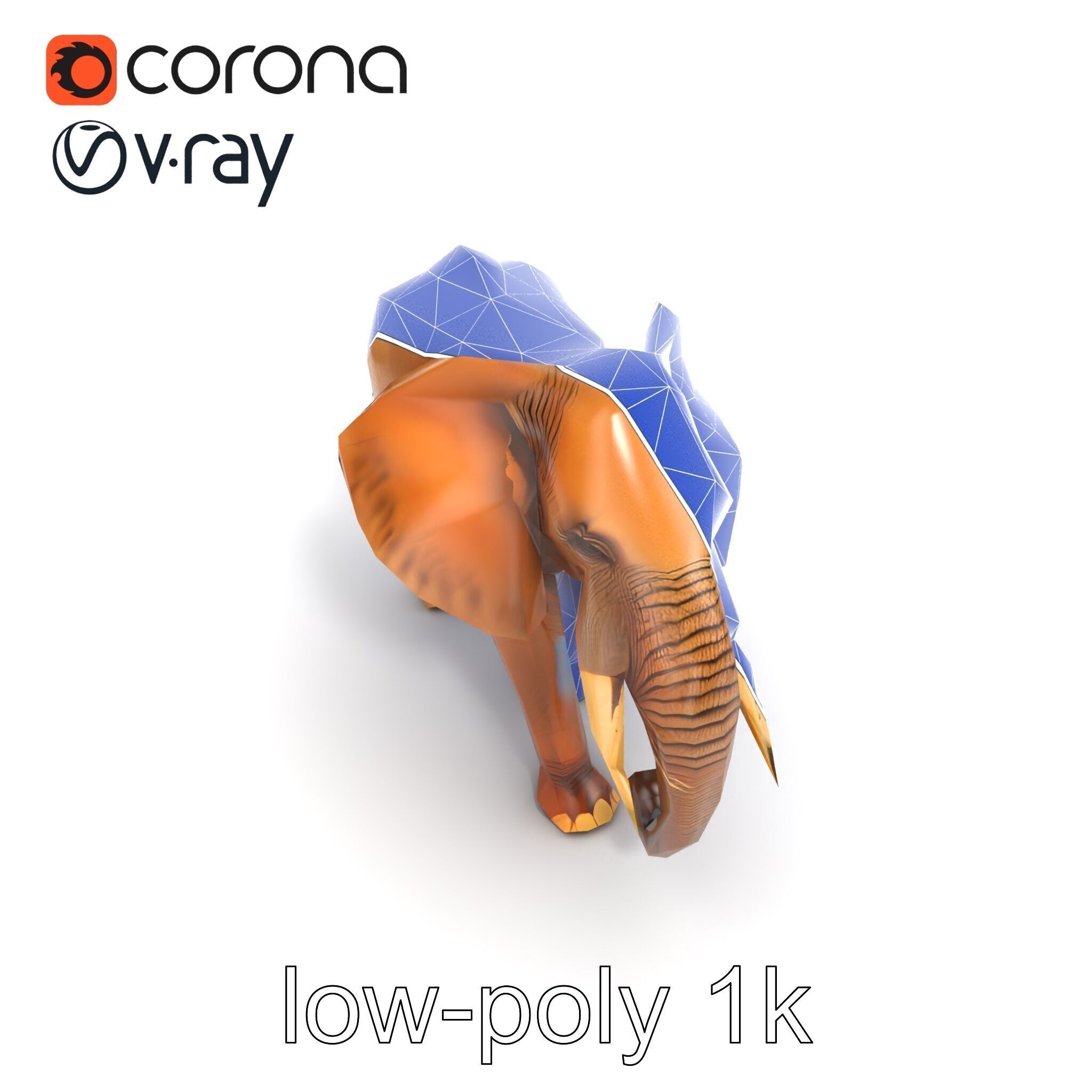 Elephant with Natural Scratches D model pack Low-poly 3D model_26