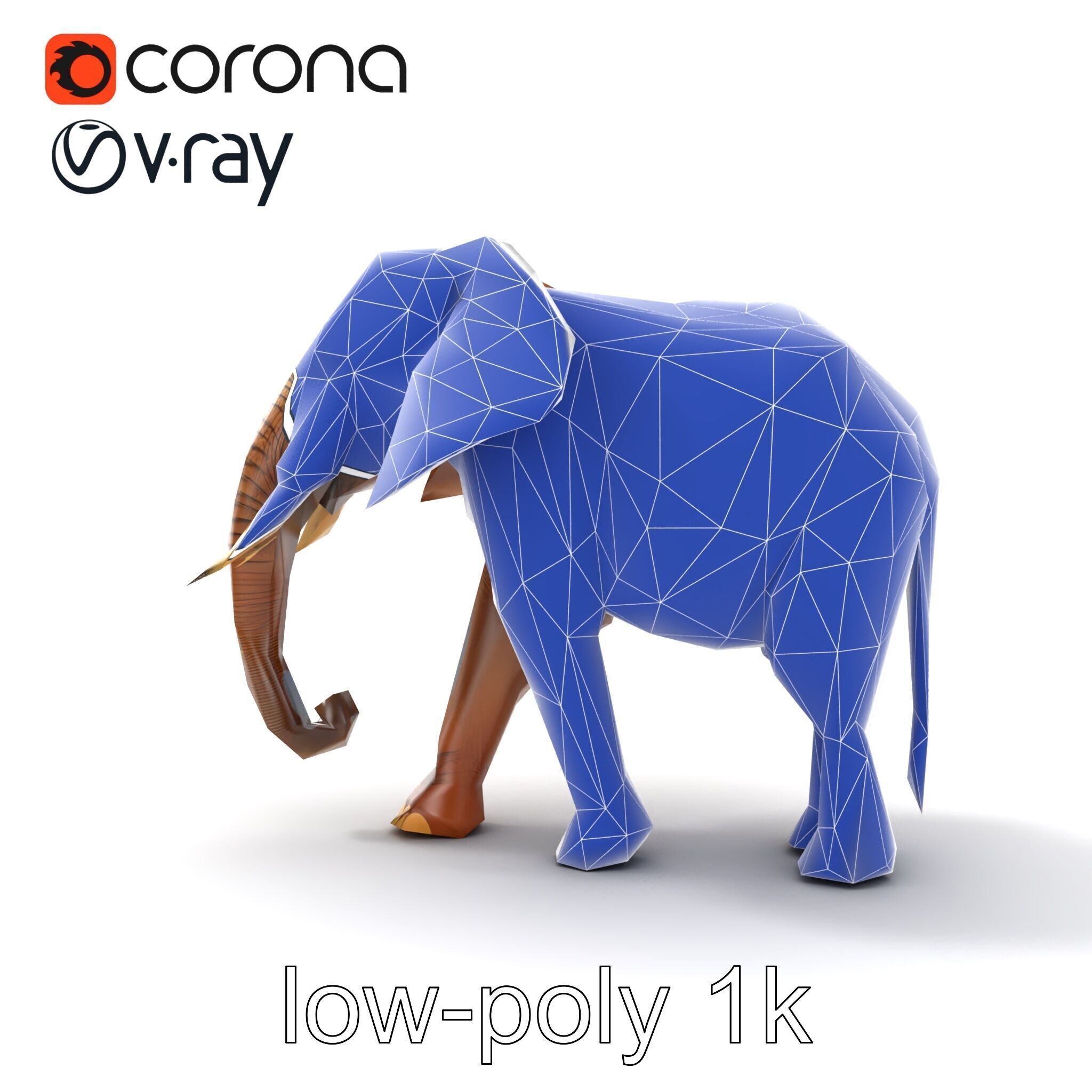 Elephant with Natural Scratches D model pack Low-poly 3D model_24